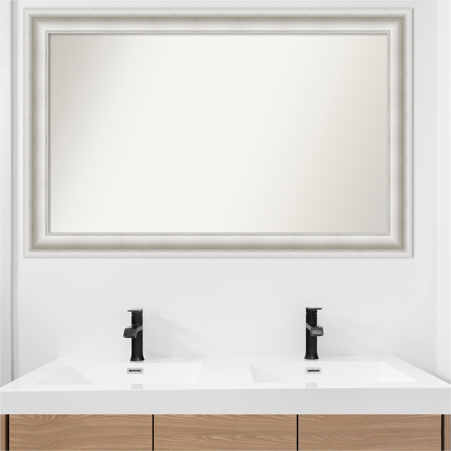 Parlor White Non-Beveled Custom Framed Bathroom Vanity Wall Mirror