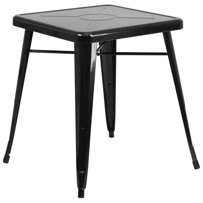 Flash Furniture Commercial Grade 23.75&#x22; Square Black Metal Indoor-Outdoor Table