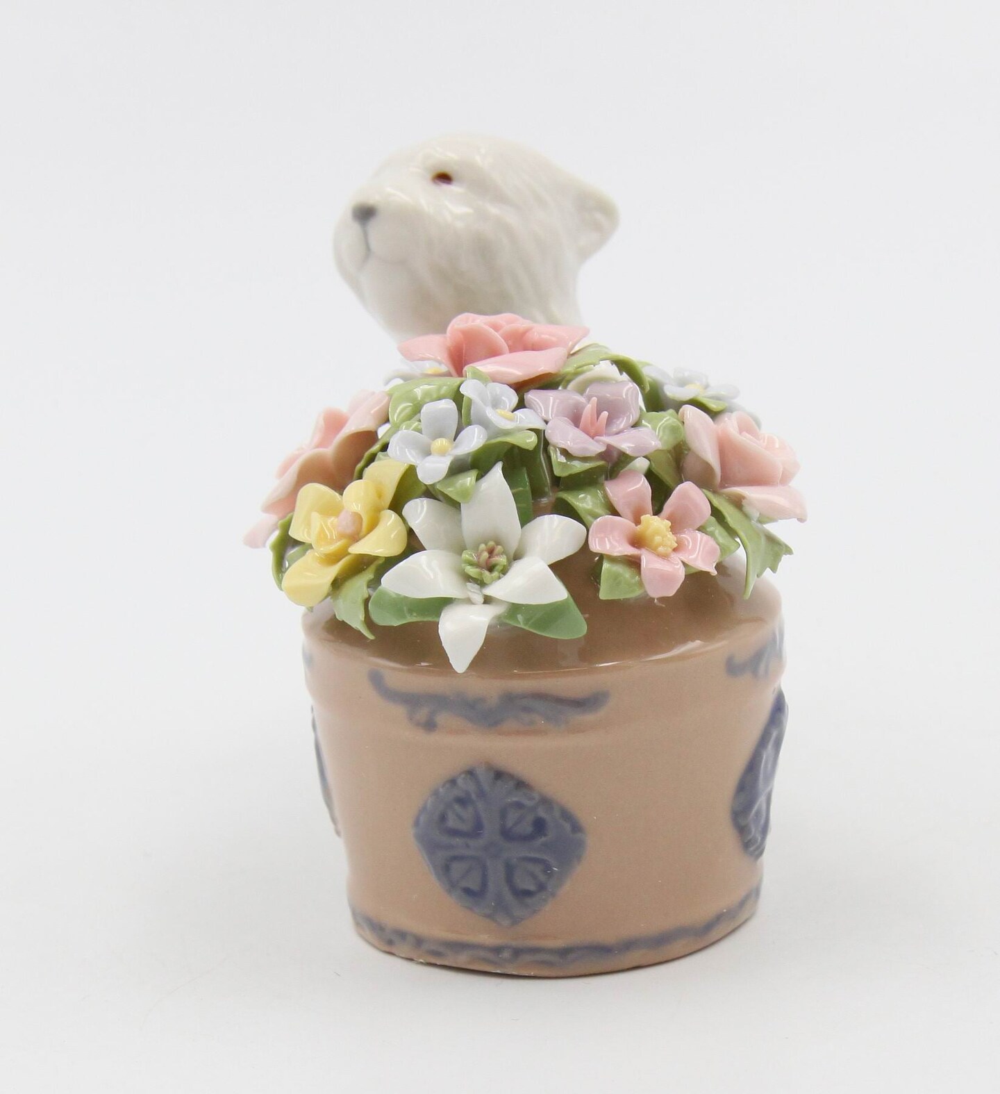 Ceramic Westie Dog By Floral Pot Small Figurine, Home D&#xE9;cor, Gift for Her, Gift for Mom, Kitchen D&#xE9;cor, Dog Lover Gift, Pet Loss Gift