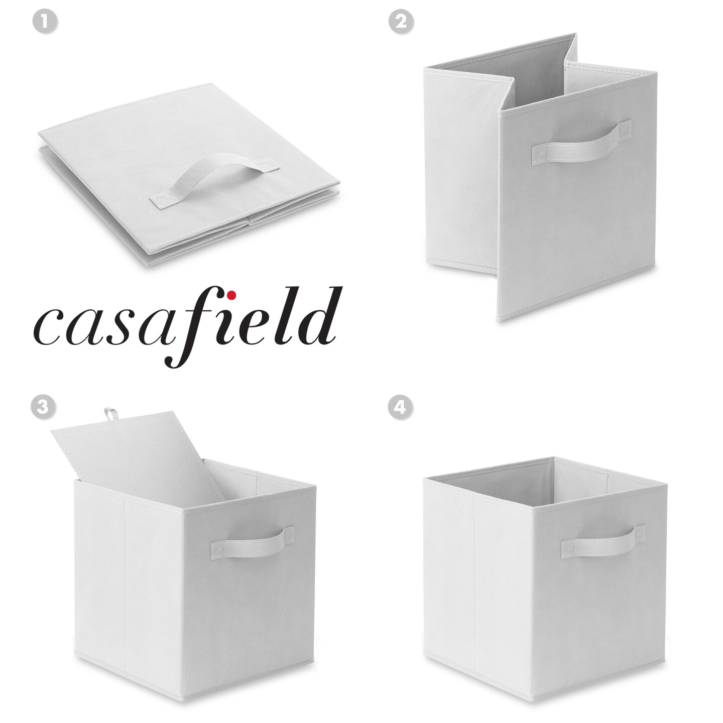 Casafield Set Of 6 Collapsible Fabric Storage Cube Bins, White