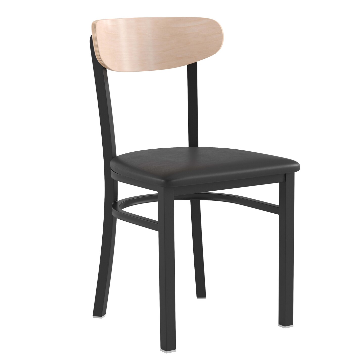 Emma and Oliver Yara Industrial Dining Chair with Rolled Steel Frame and Solid Wood Seat - 500 lbs. Static Weight Capacity