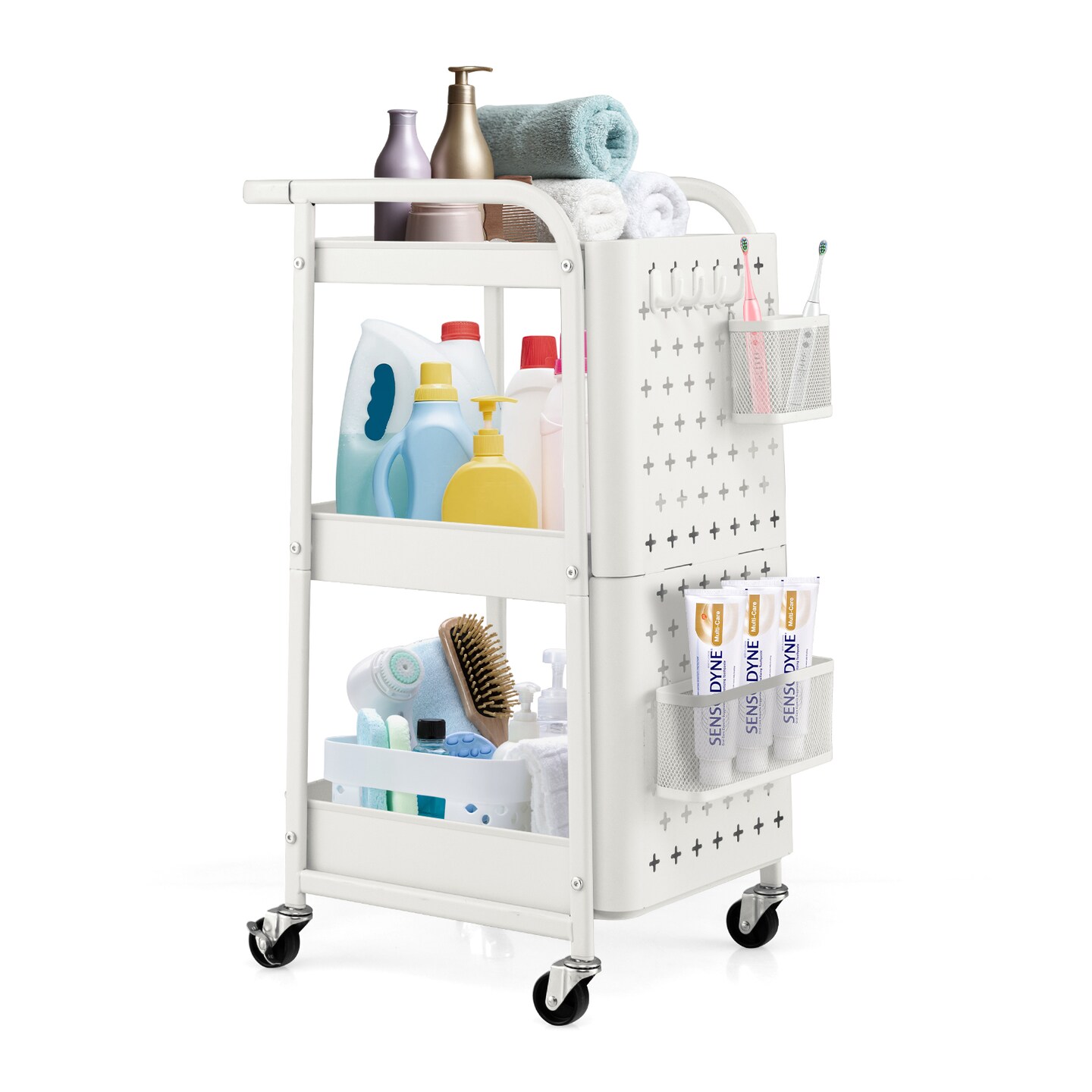 Universal Rolling Cart with Canvas Organizer Bag, Mobile Storage