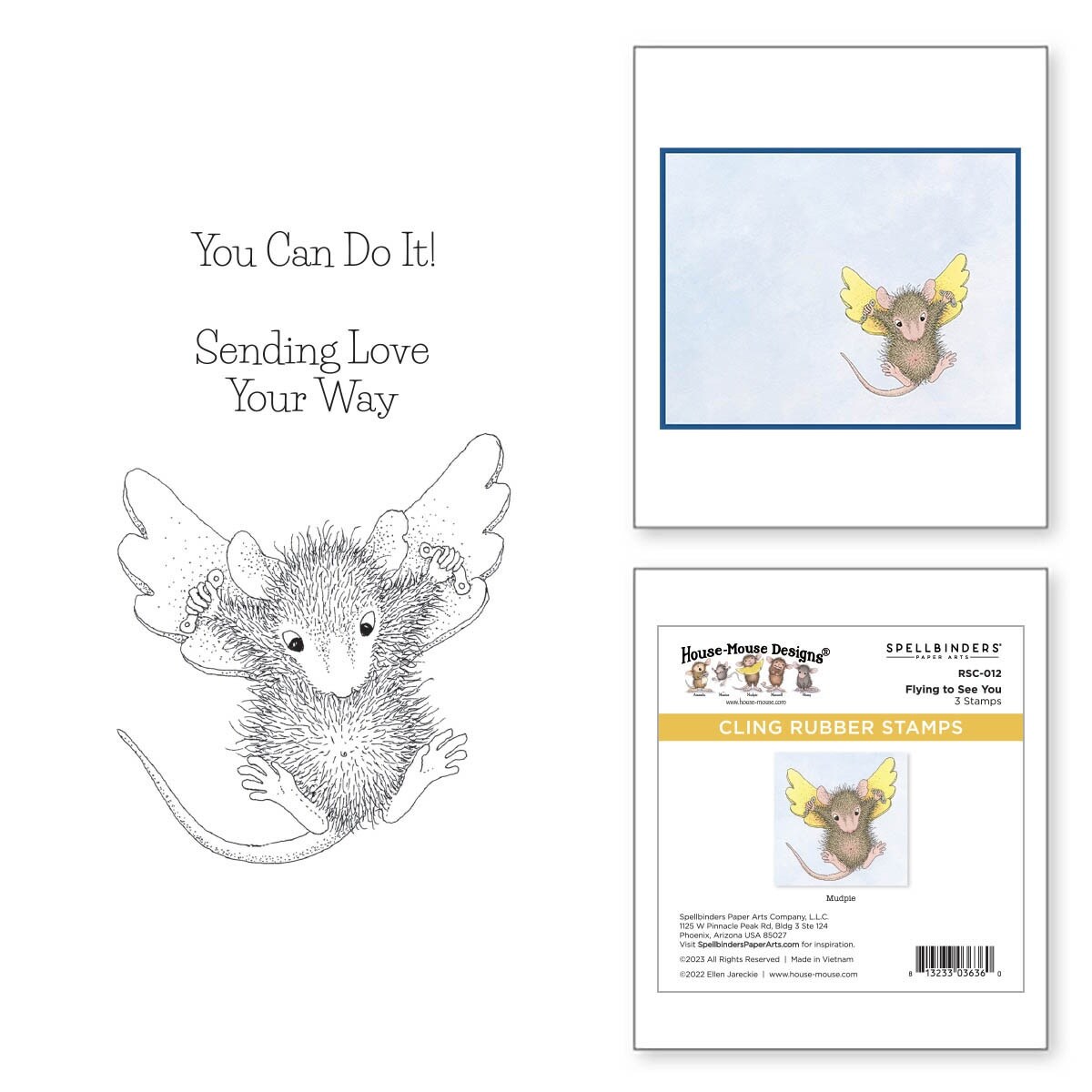 House Mouse Cling Rubber Stamp-Flying To See You