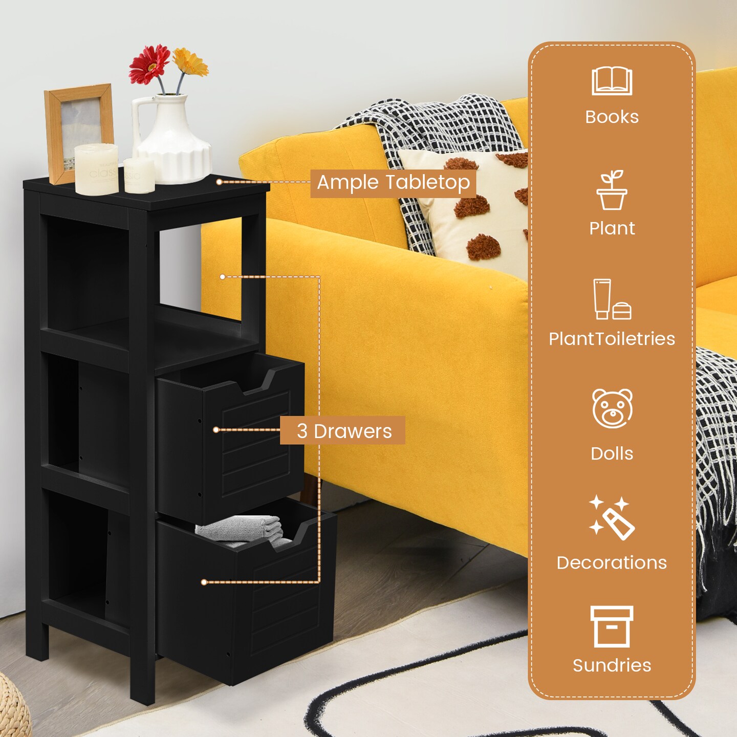 Bathroom Wooden Floor Cabinet Multifunction Storage Rack Stand Organizer