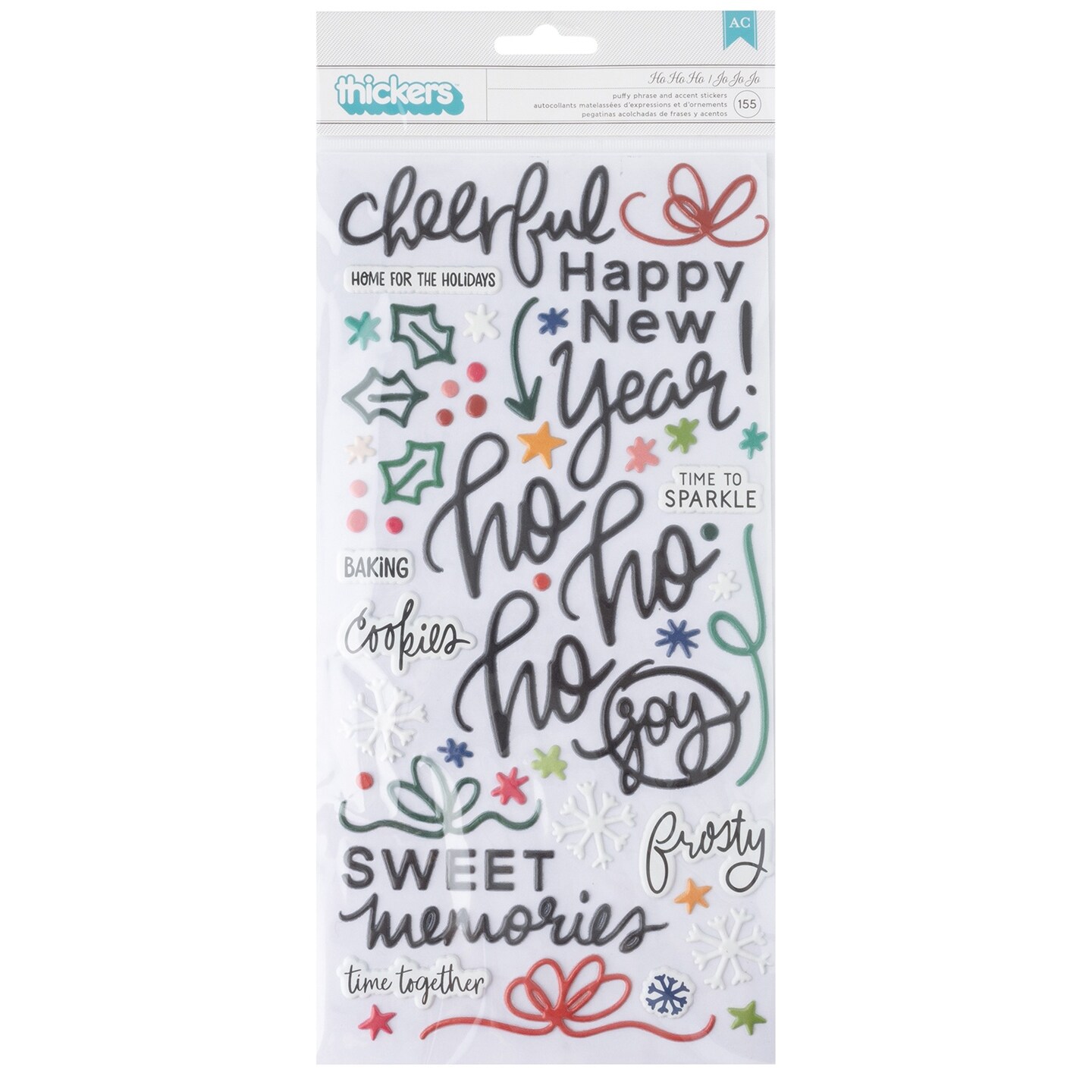 Vicki Boutin Peppermint Kisses Thickers Stickers 155/Pkg-Ho Ho Ho Phrase/Puffy