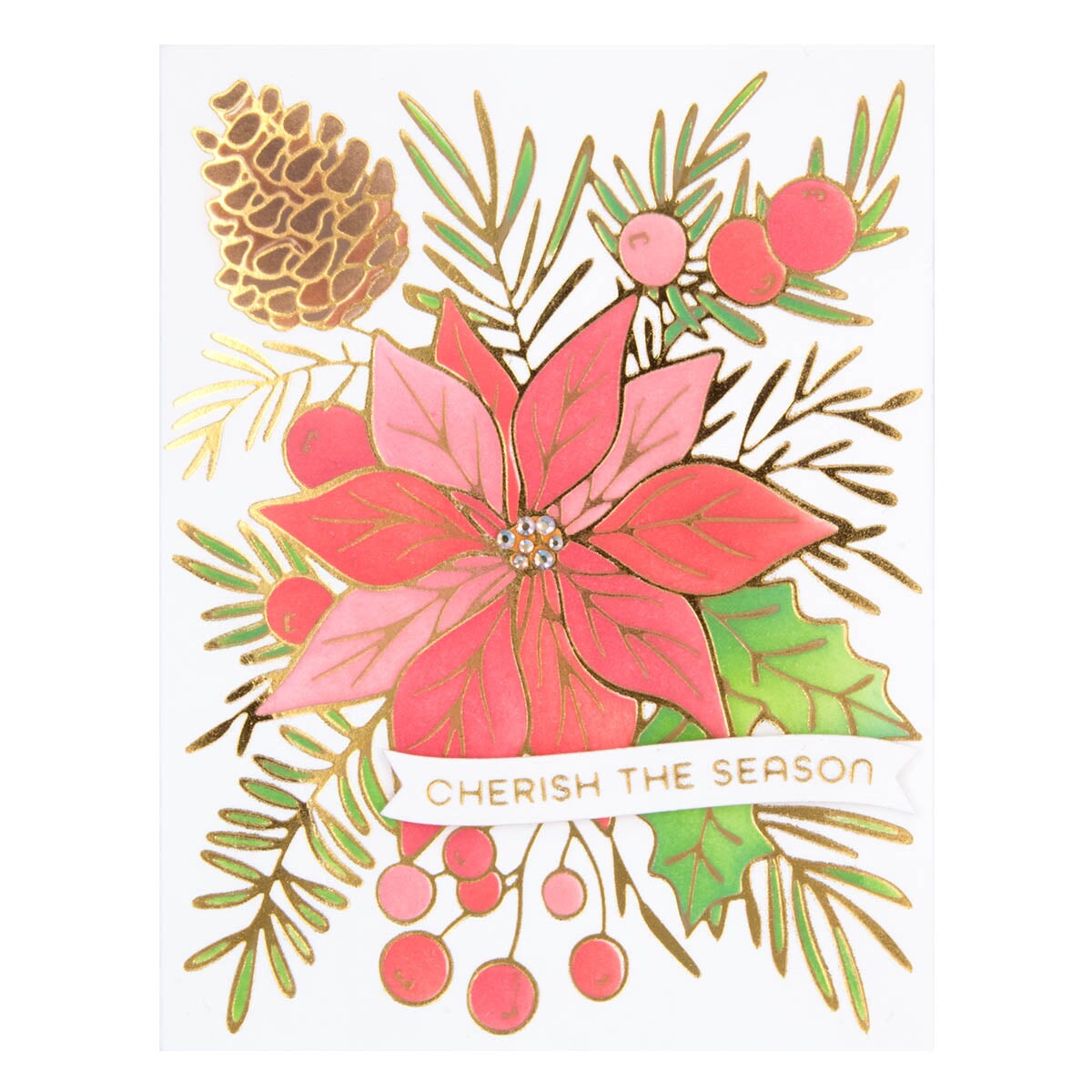 Spellbinders Full Bloom Poinsettia Hot Foil Plate from the Glimmer for the Holidays Collection