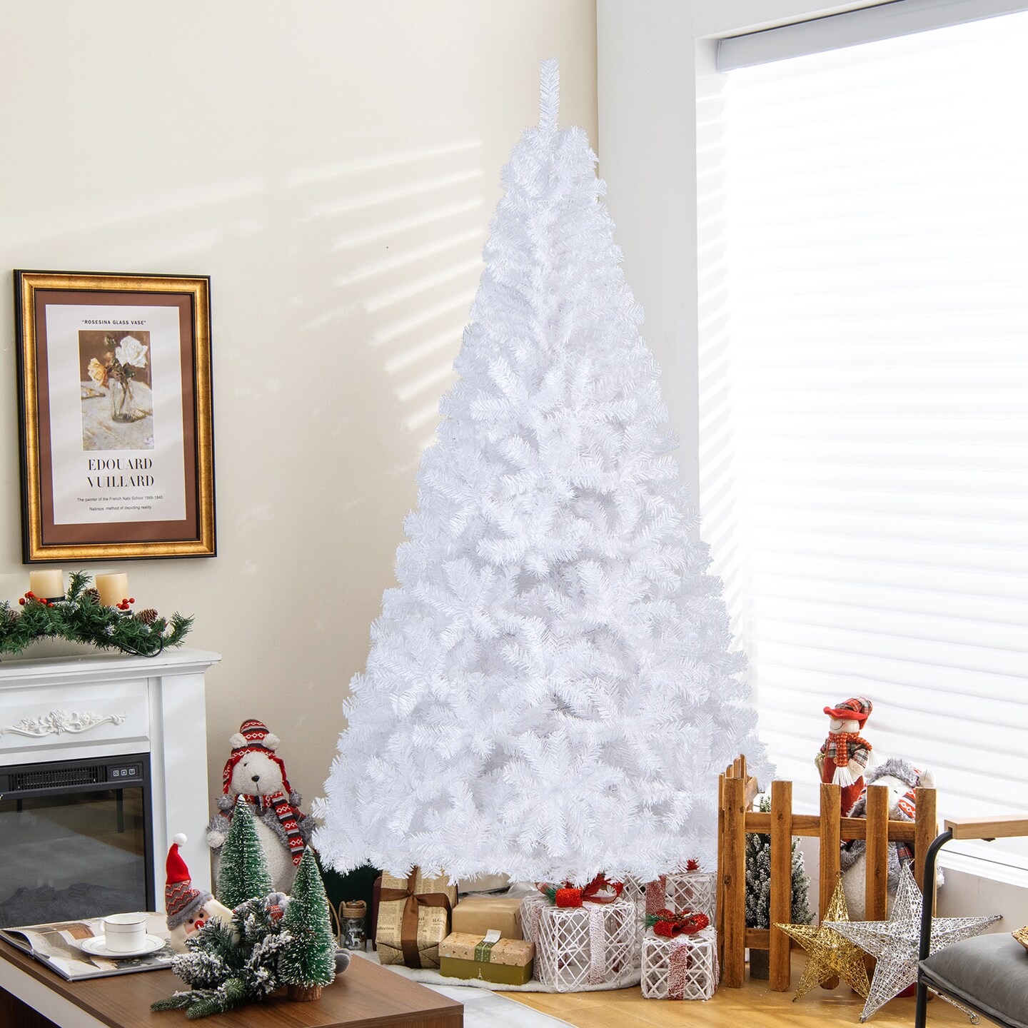 White Artificial PVC Christmas Tree with Metal Stand