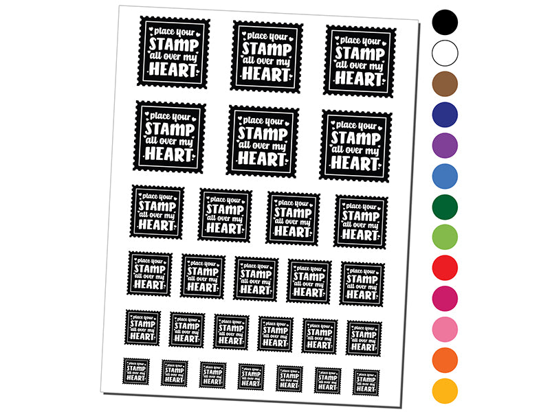 Place Your Stamp All Over My Heart Love Valentine&#x27;s Day Temporary Tattoo Water Resistant Fake Body Art Set Collection