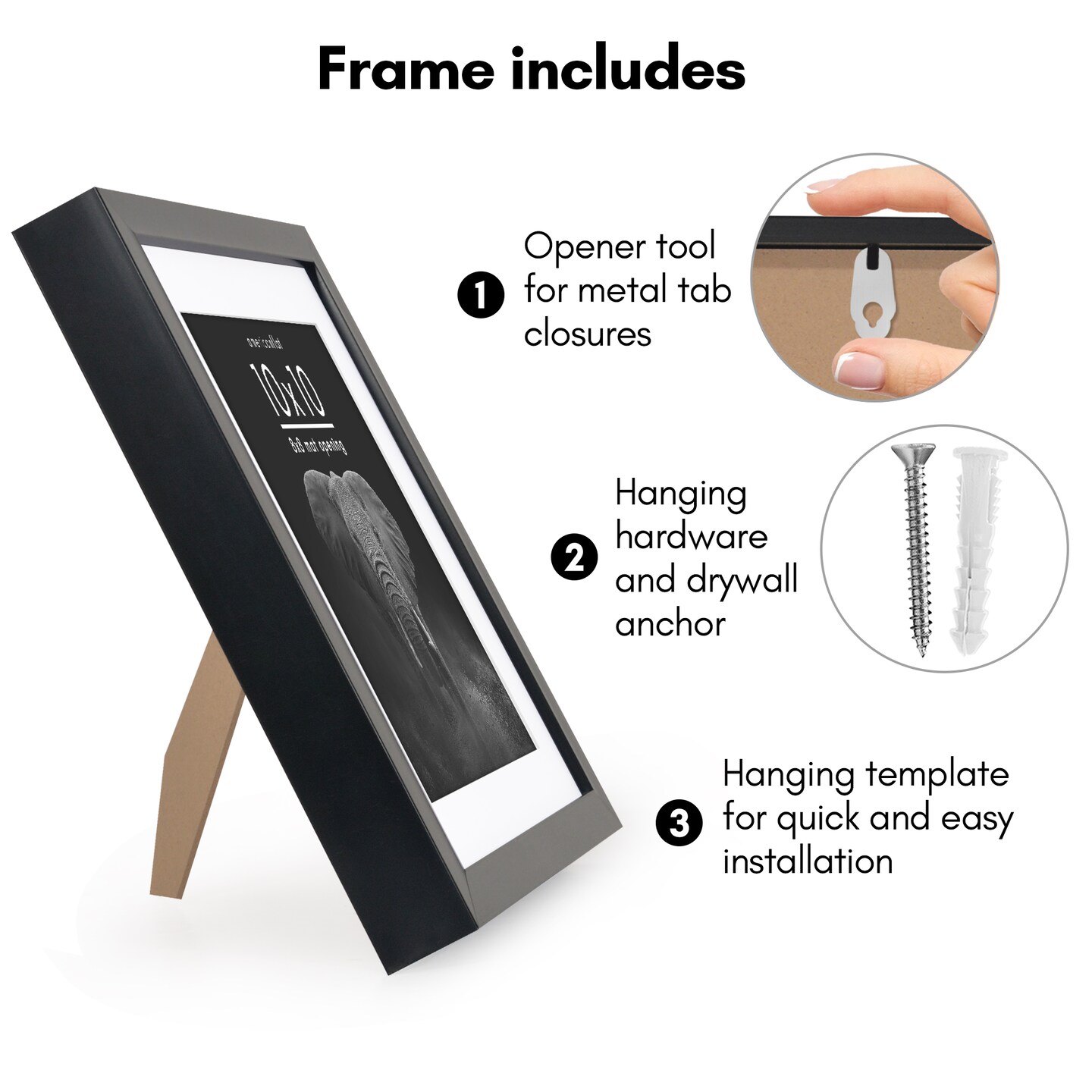 Americanflat Gallery-Style Picture Frame with Mat - Showcase Artwork, Prints, and Photos - Shatter Resistant Glass - Hanging Hardware with Drywall Anchor