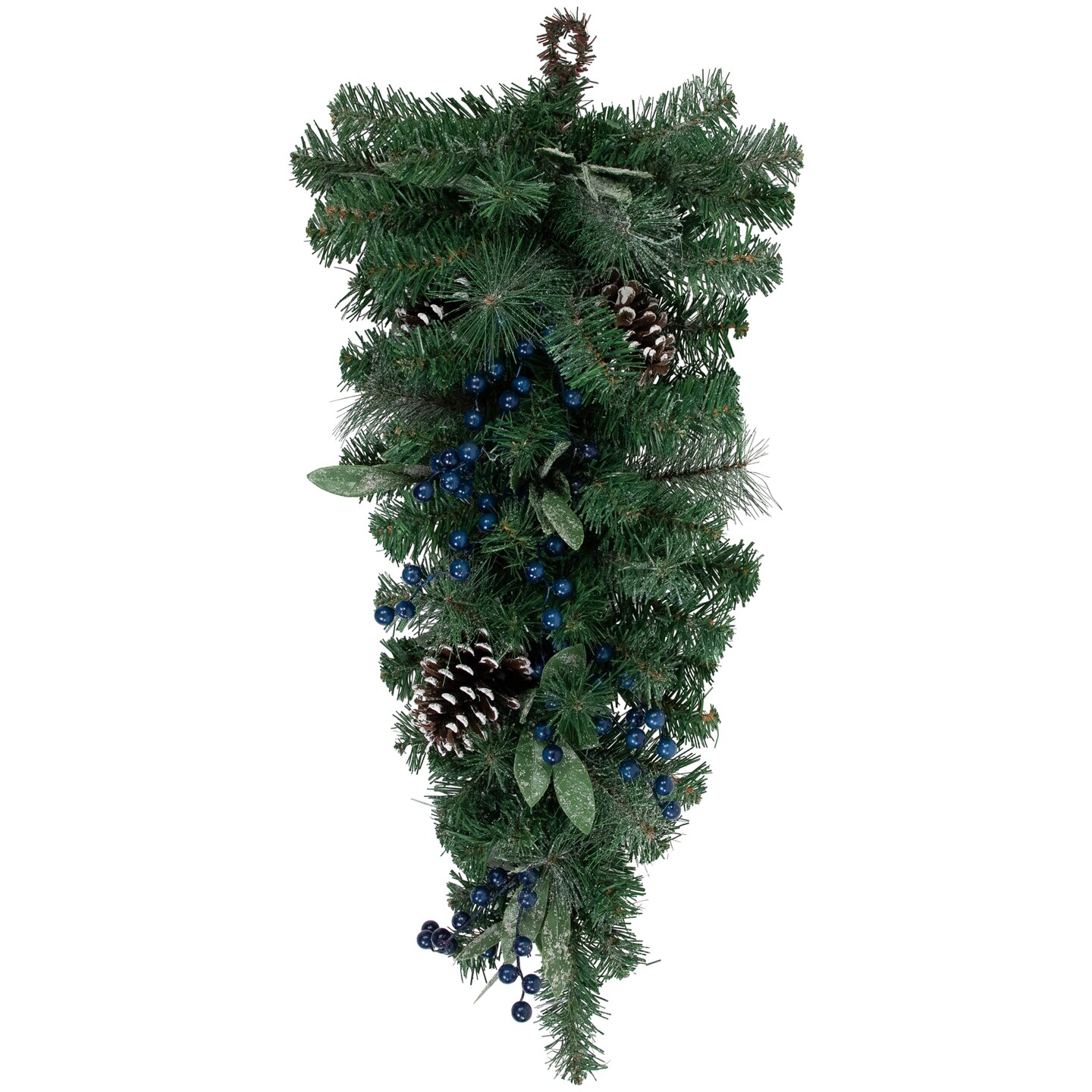 Northlight 28&#x22; Mixed Pine and Blueberries Artificial Christmas Teardrop Swag - Unlit