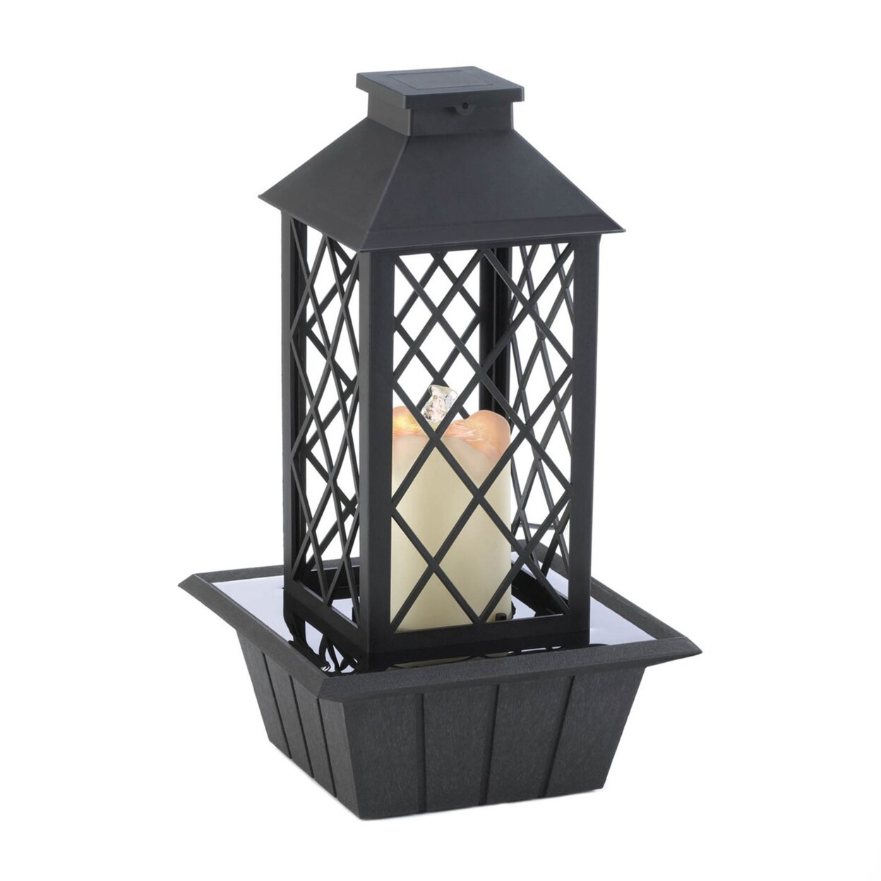 Gallery of Light Home Decorative LED Candle Lantern Tabletop Water Fountain - Black