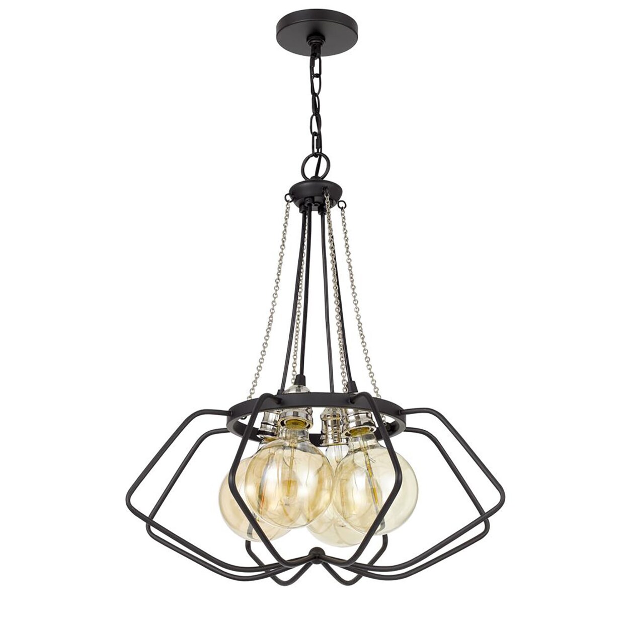 Cal Lighting 60W X 4 Ladue Metal Chandelier (Edison Bulbs Shown Are Included), Black - Chrome