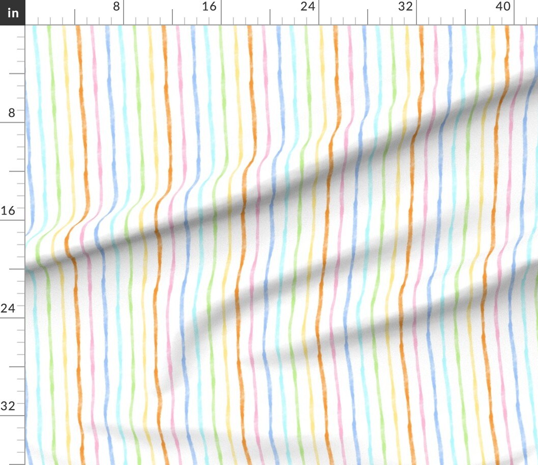 Rainbow Stripes Pastel Modern Abstract Colorful Lines Soft Watercolor Custom Printed Fabric by Spoonflower Various Fabrics by the Yard or Fat Quarter