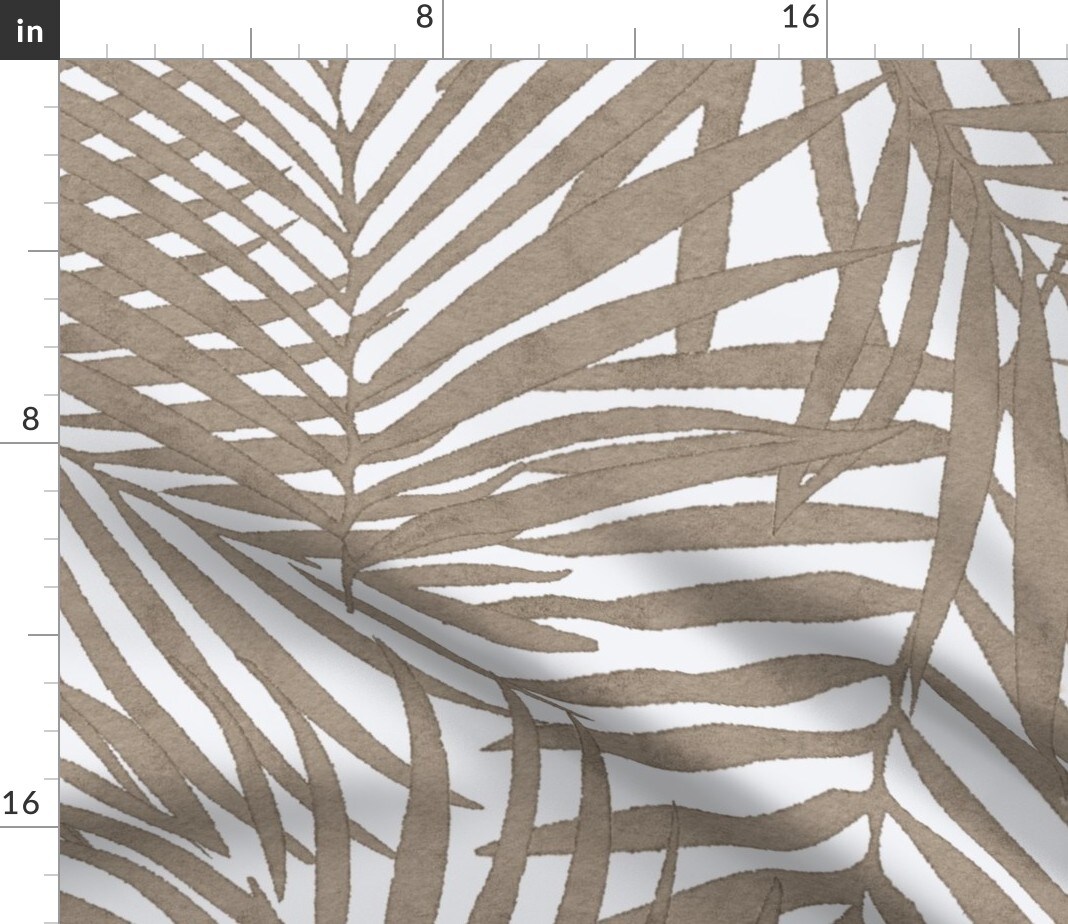 Tropical Palm Coastal Watercolor Summer Resort Beach Brown Tree Custom Printed Fabric by Spoonflower Various Fabrics by the Yard or Fat Quarter