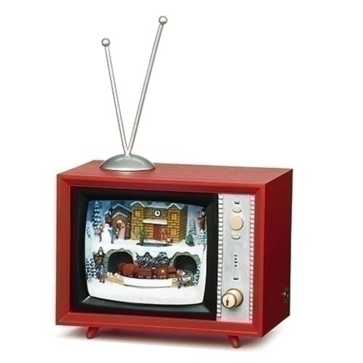 Roman 6&#x22; LED Lighted Musical North Pole in Snowfall Christmas TV Box Figurine