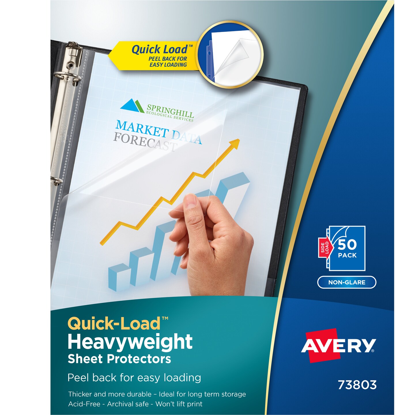 Avery Clear Quick Load Sheet Protectors, Non-Glare, Top & Side Load, 50 ...