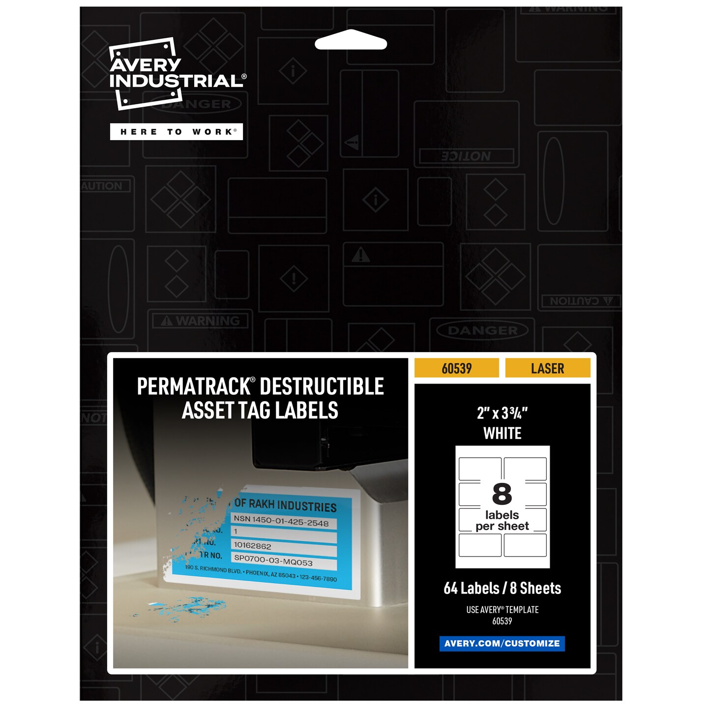 Avery PermaTrack Destructible Asset Tag Labels, 2" x 3-3/4", 64 Asset Tags (60539)