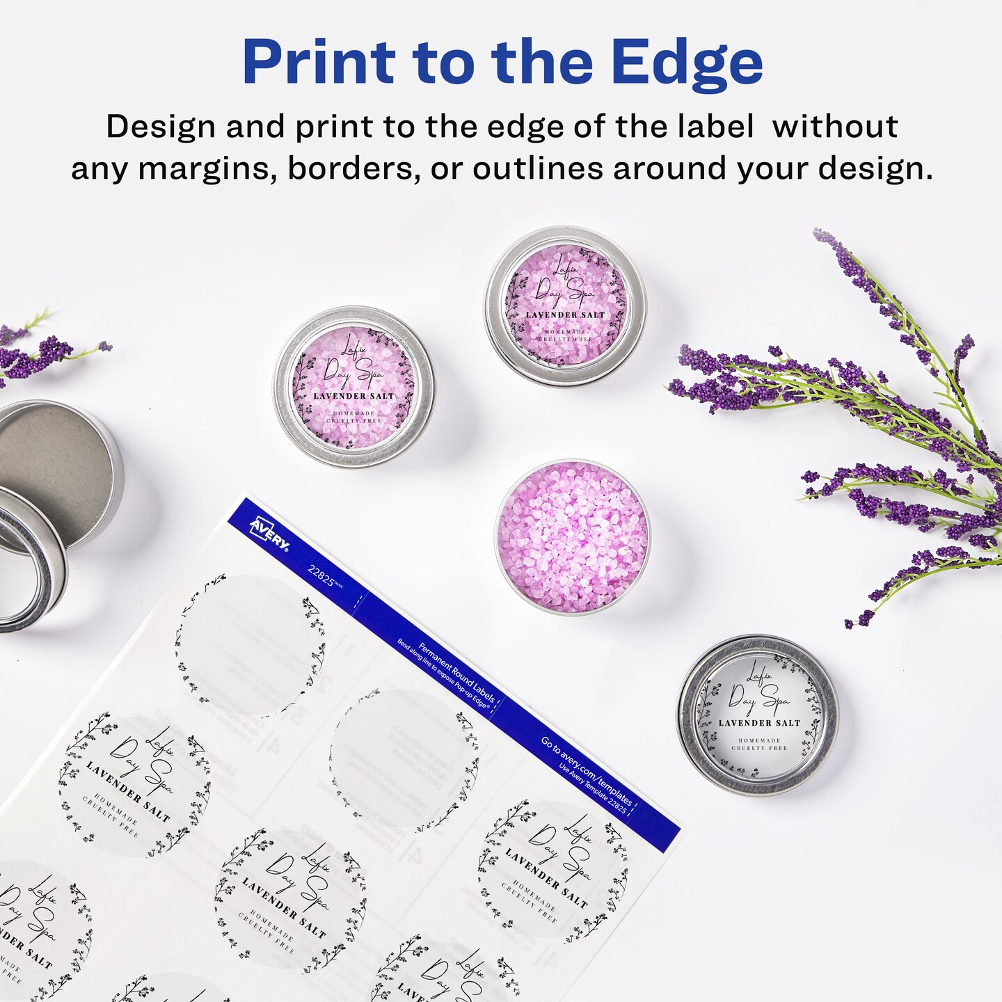 Avery Printable Round Labels with Sure Feed, 2&#x22; Diameter, Glossy Clear, 120 Customizable Labels (22825)
