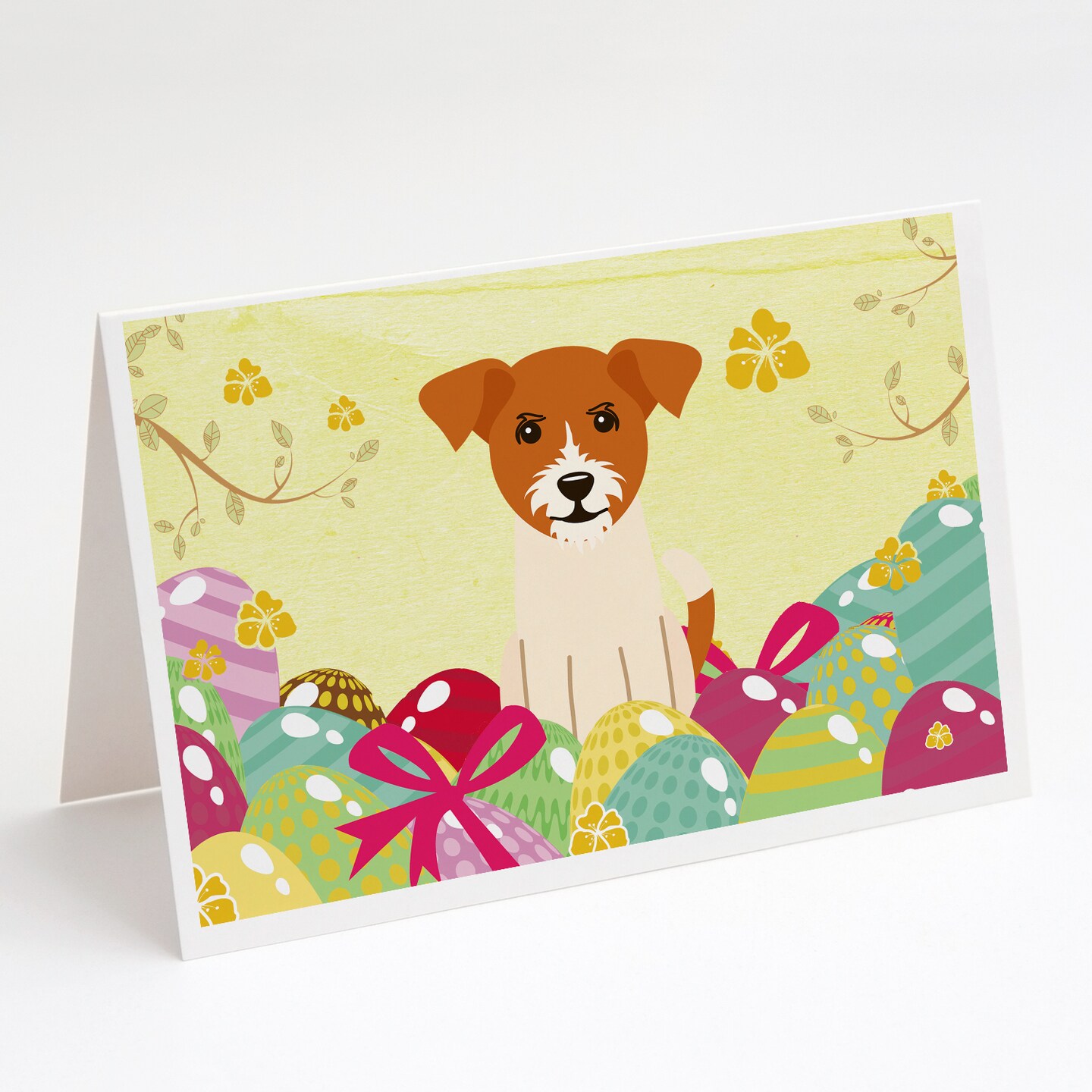 Caroline&#x27;s Treasures Easter Eggs Jack Russell Terrier Greeting Cards and Envelopes Pack of 8