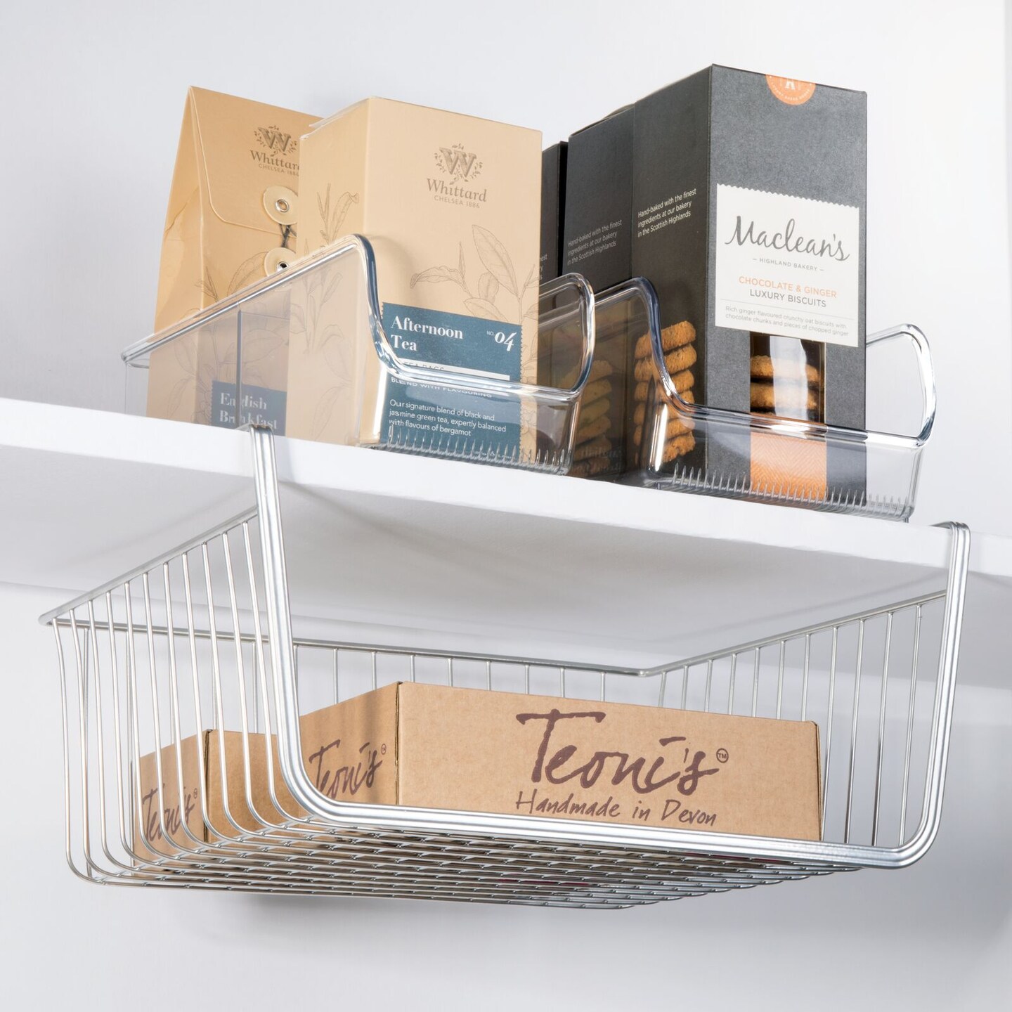 mDesign Metal Under Kitchen Pantry Shelf Hanging Storage Basket