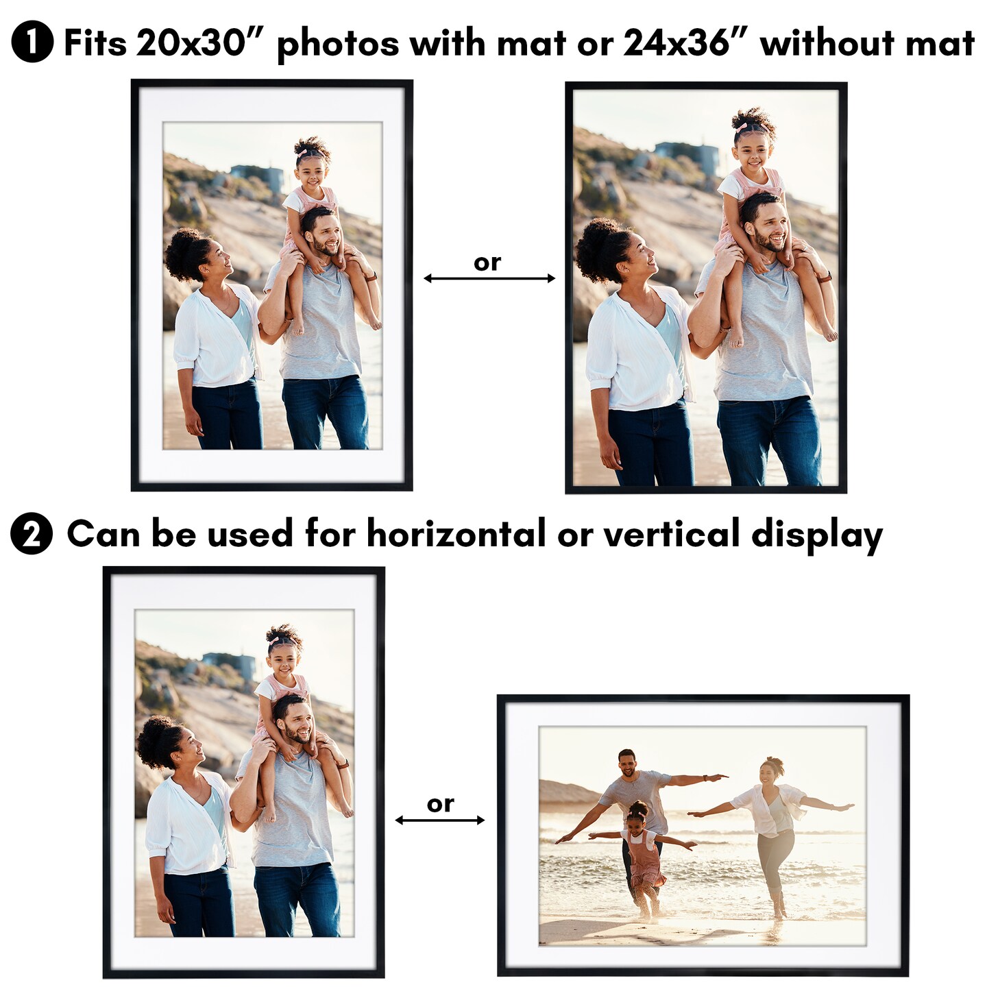 Americanflat Gallery-Style Picture Frame with Mat - Showcase Artwork, Prints, and Photos - Shatter Resistant Glass - Hanging Hardware with Drywall Anchor