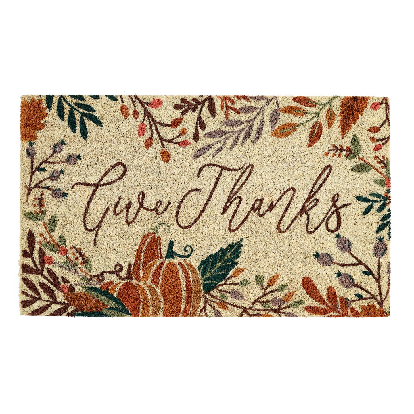 Contemporary Home Living 30&#x22; Durable and Non-Slip Autumn Harvest Doormat with &#x22;Give Thanks&#x22; Design