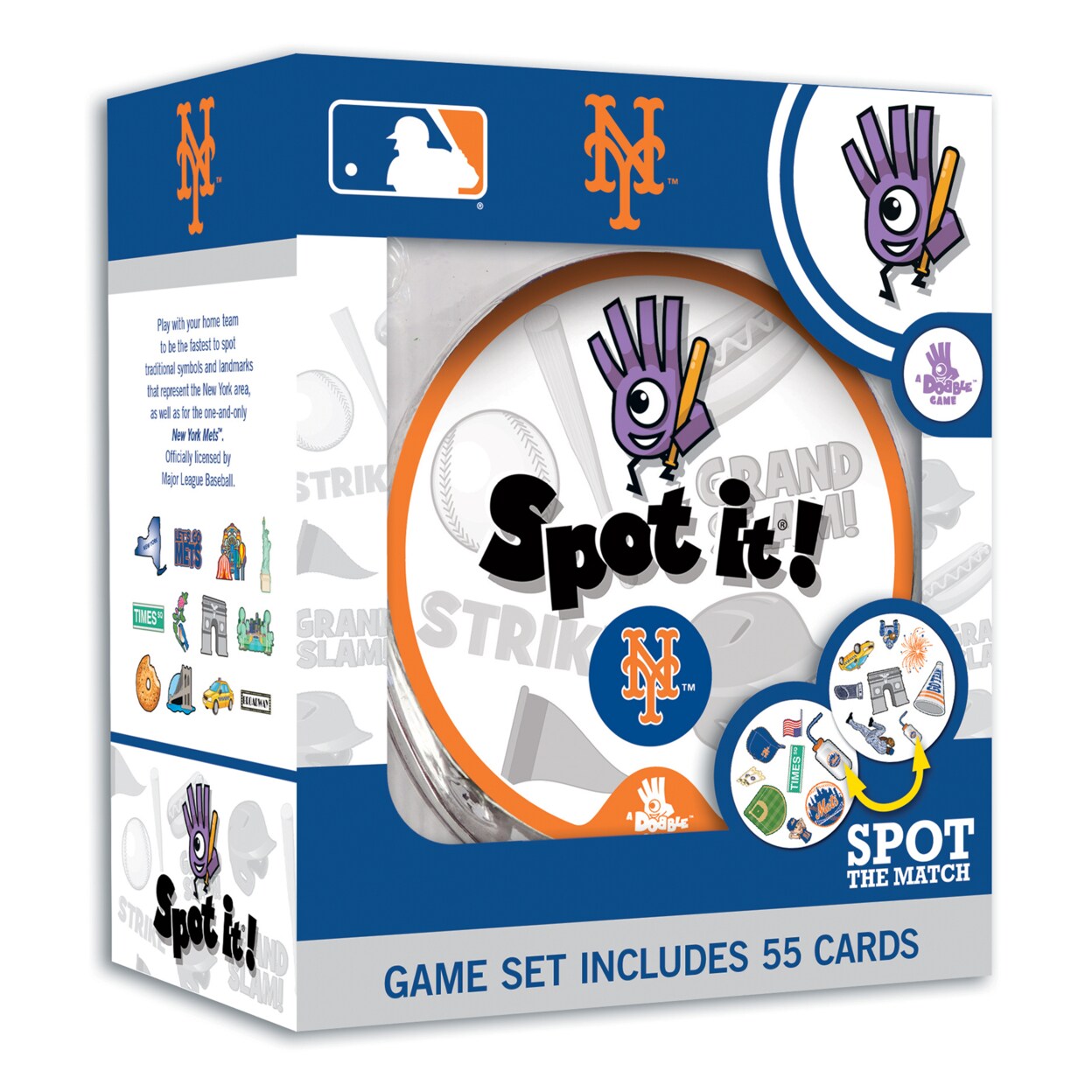 Masterpieces Officially Licensed MLB New York Mets Spot It Game for Kids and Adults