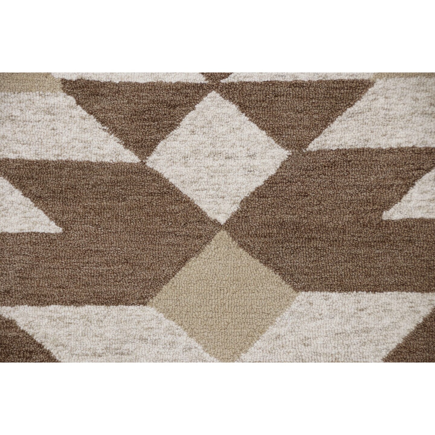 Laddha Home Designs 4' Beige and Gray Geometric Hand Tufted Wool Round Area  Throw Rug