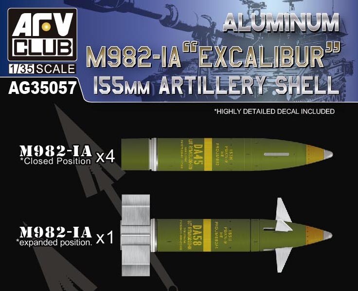 AFV Club  1/35 M982-1A Excalibur 155mm Shell Plastic Model