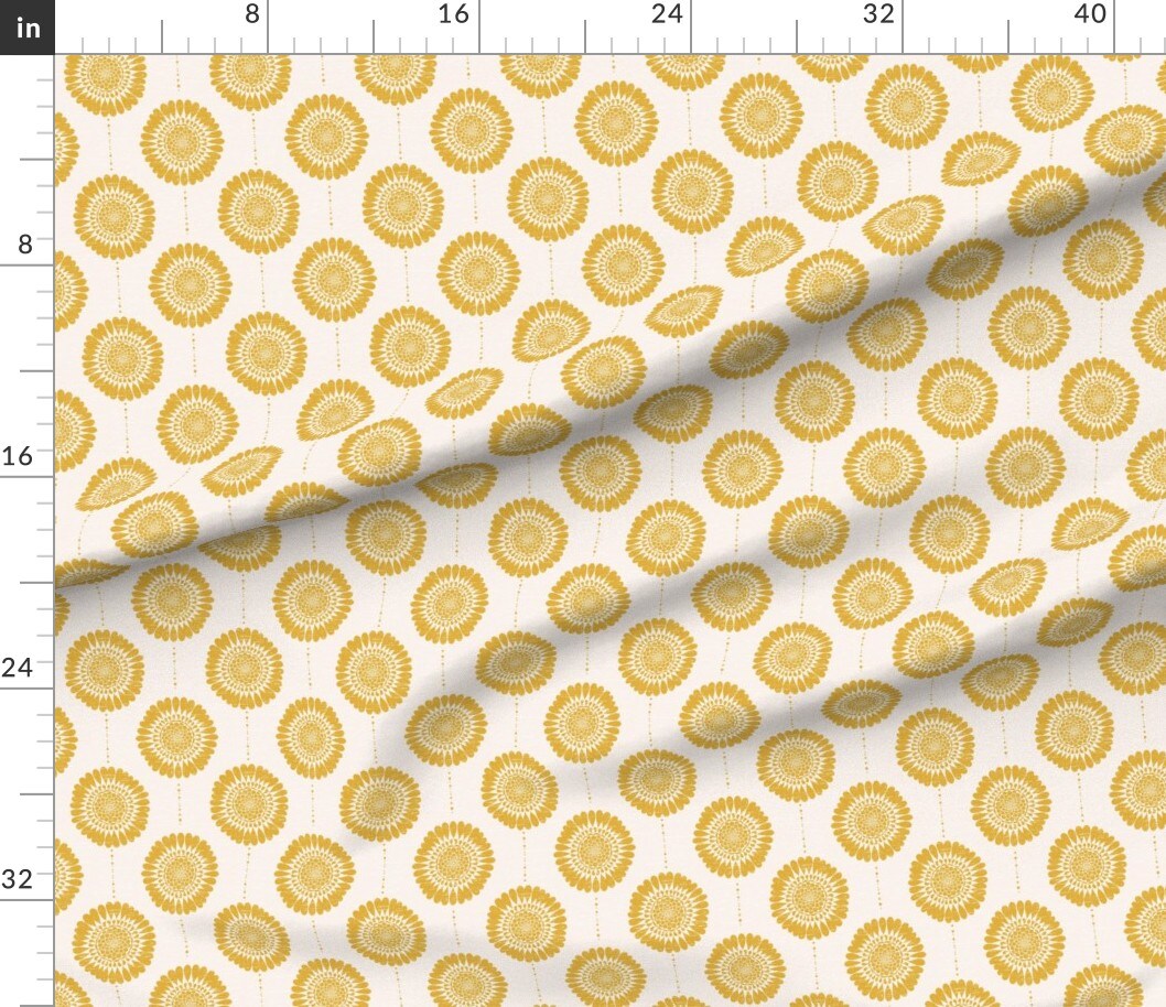 Floral Sunflower Boho Yellow Custom Printed Fabric by Spoonflower Various Fabrics by the Yard or Fat Quarter