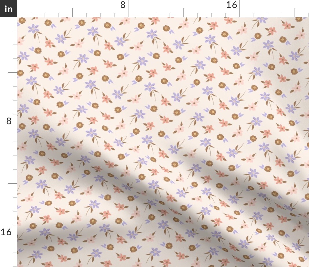Pink Flowers Floral Summer Small Scale Lavender Ditsy Ditzy Boho Florals Custom Printed Fabric by Spoonflower Various Fabrics by the Yard or Fat Quarter