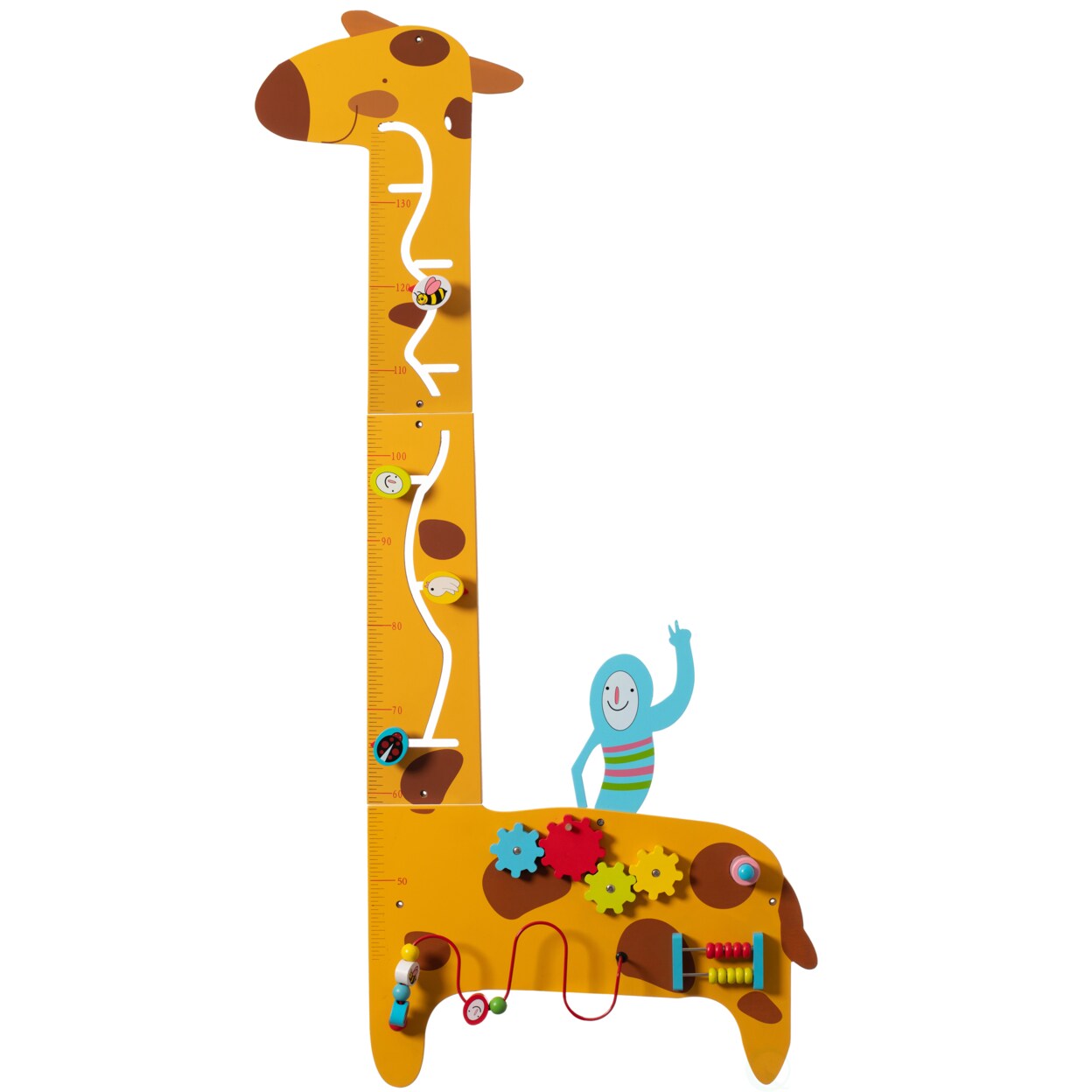 Quickway Imports Wooden Giraffe Sensory Wall Game Activity Toy Growth Chart for Playroom Nursery Preschool and Doctors Office