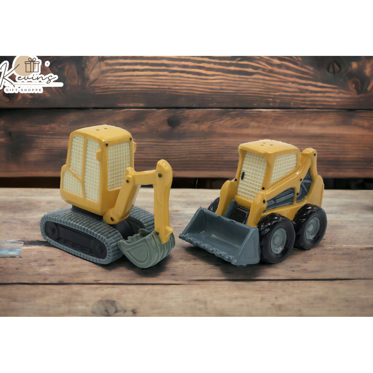 Ceramic Construction Zone Ceramic Excavator Salt and Pepper Shakers, Home Decor
