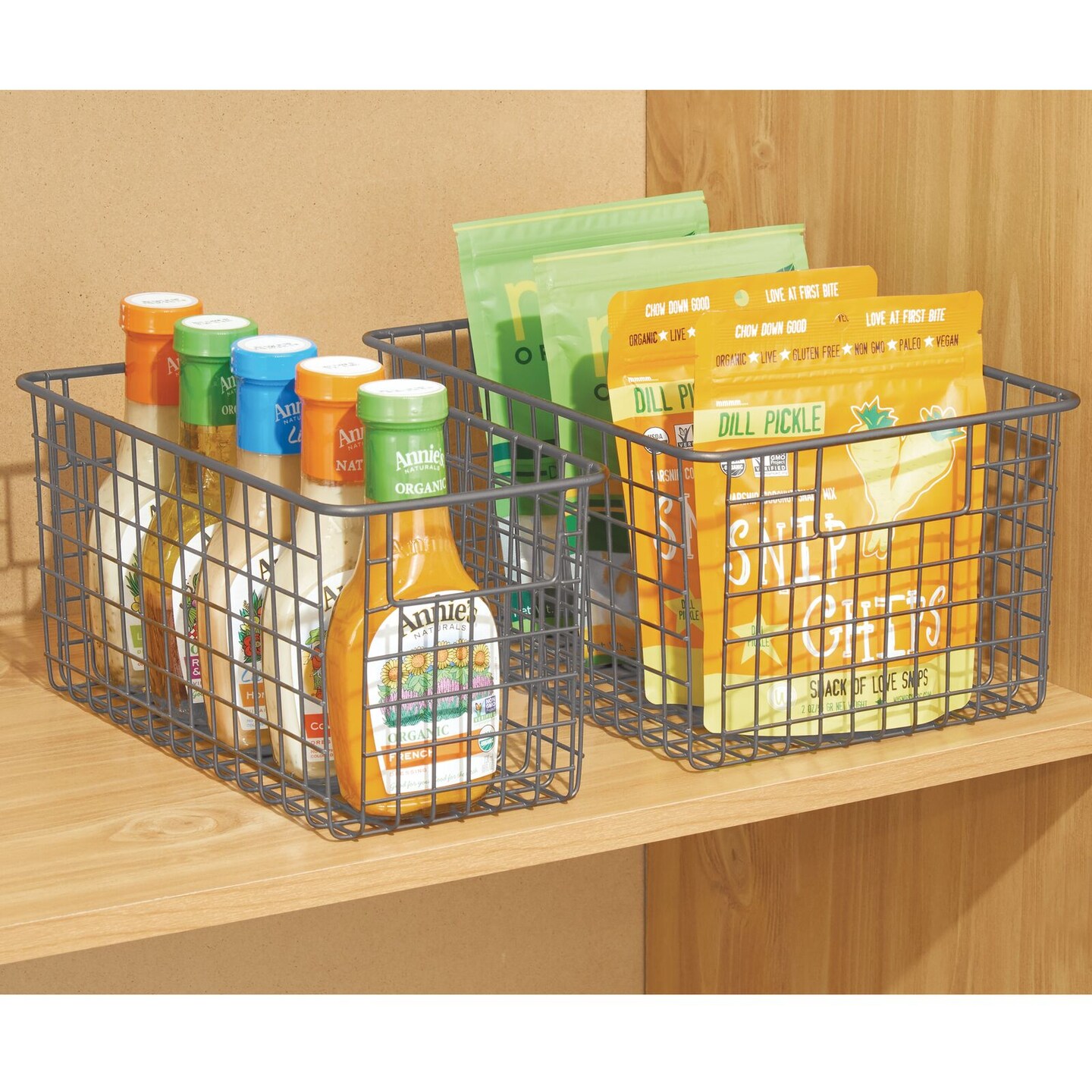mDesign Metal Wire Food Organizer Basket with Built-In Handles - 12 x 9 x 6