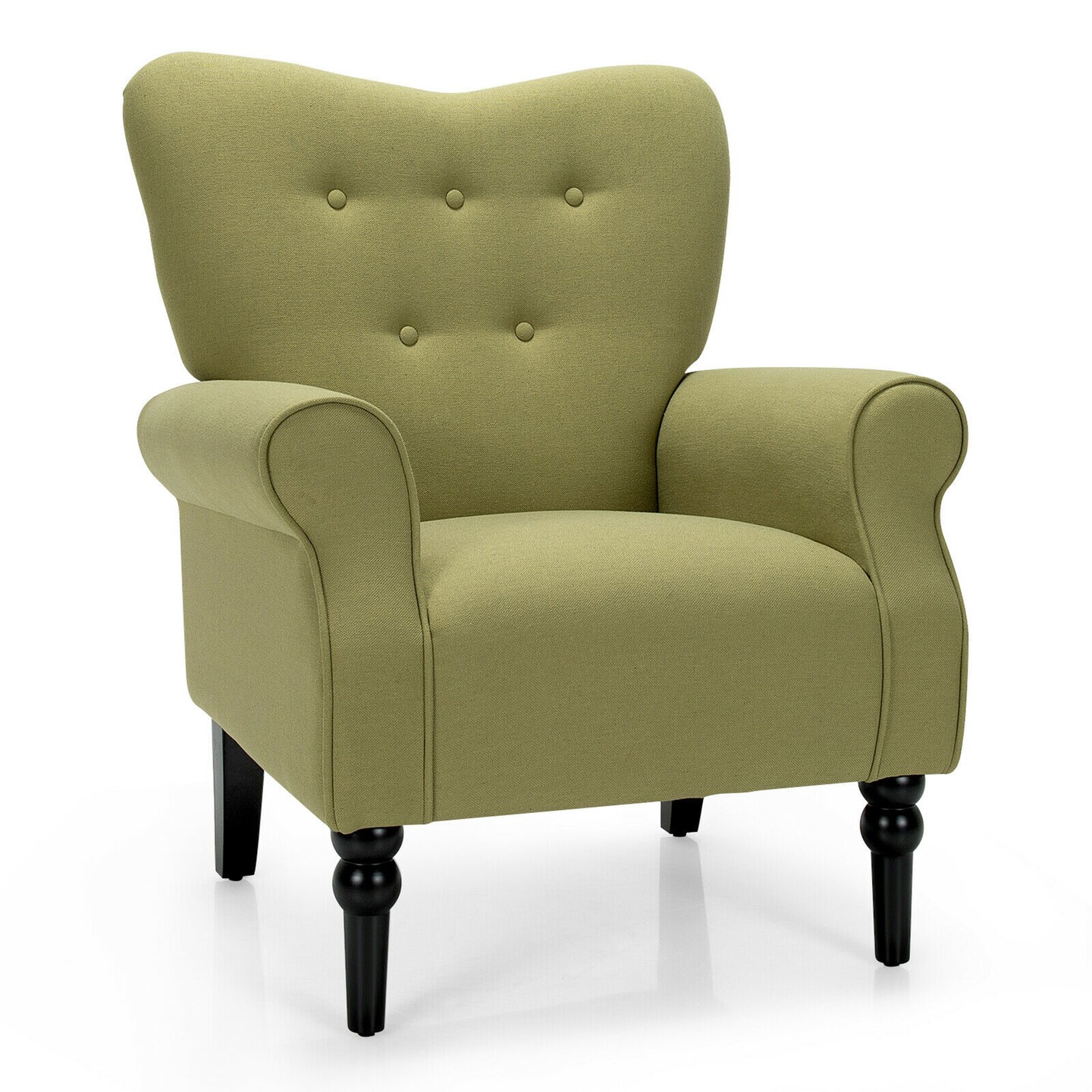 Costway Modern Accent Chair w/ Tufted Backrest &#x26; Rubber Wood Legs