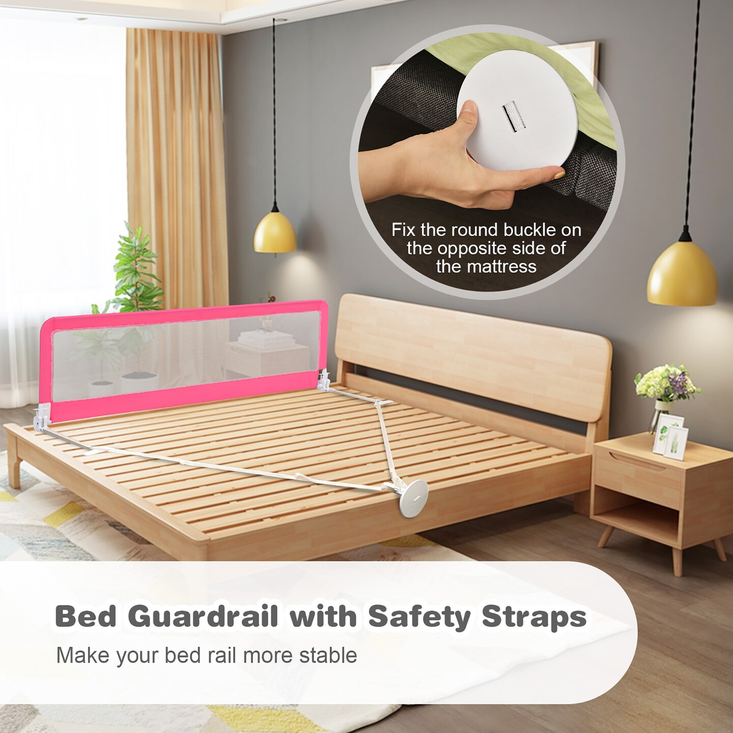 Babyjoy 71&#x27;&#x27;Foldable Baby Bed Rail Guard Toddlers Swing Down Safety Bedrail
