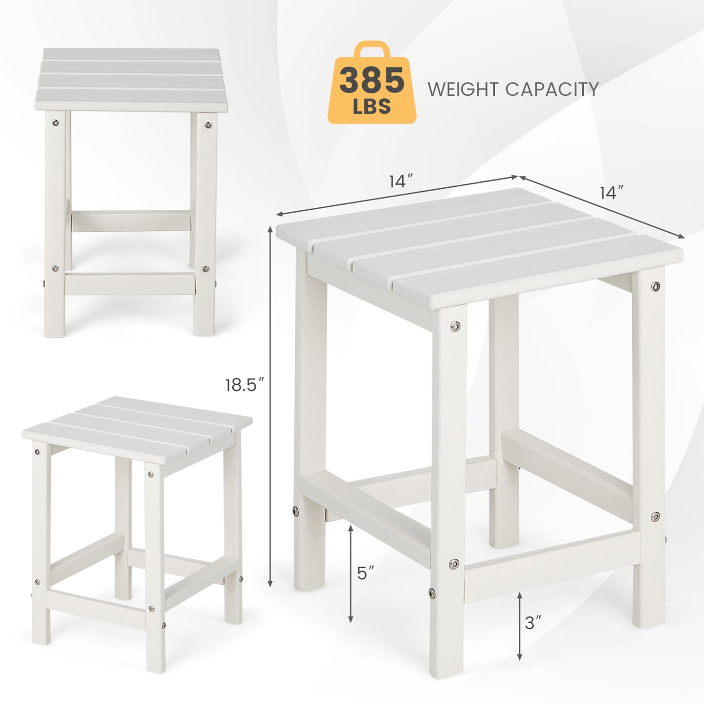 Costway 14&#x27;&#x27; Patio Adirondack Side End Table HDPE Square Weather Resistant Garden Black/Brown/Grey/White