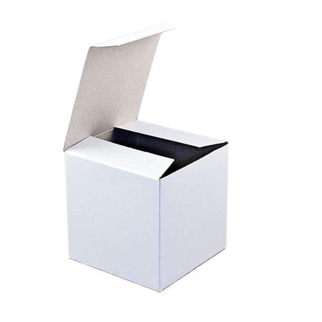 Glossy White Paper Gift Box 4 x 4 x 4 Inches