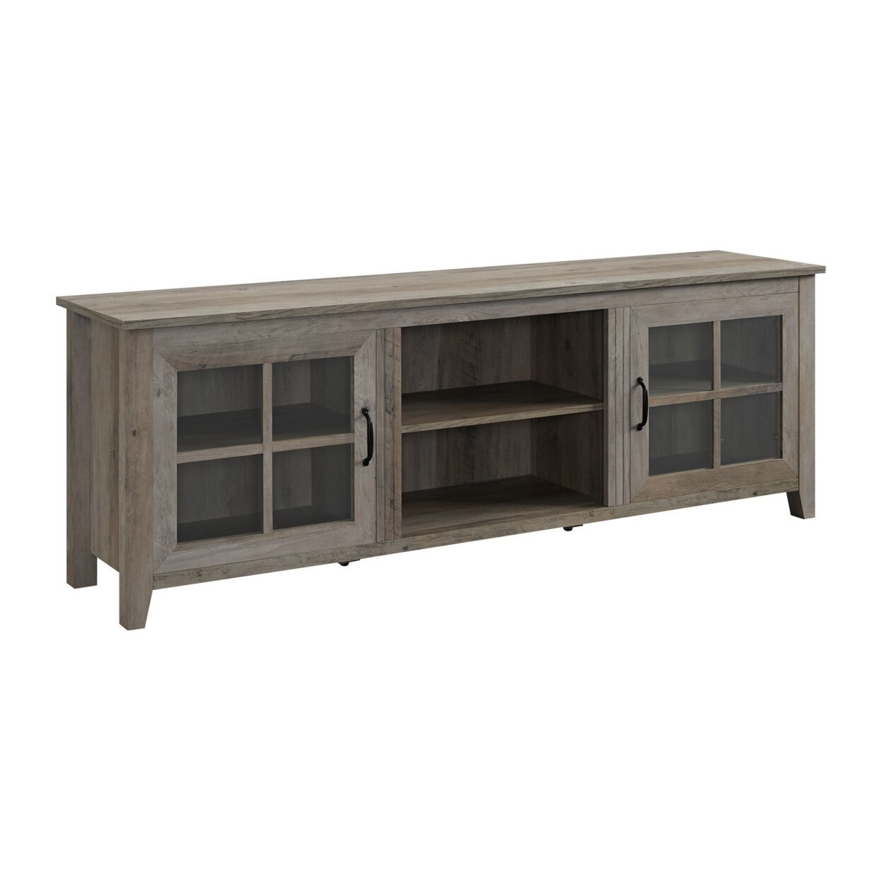 Priya Home Furniture 70" Farmhouse Window Pane Cabinet Door Wood TV ...