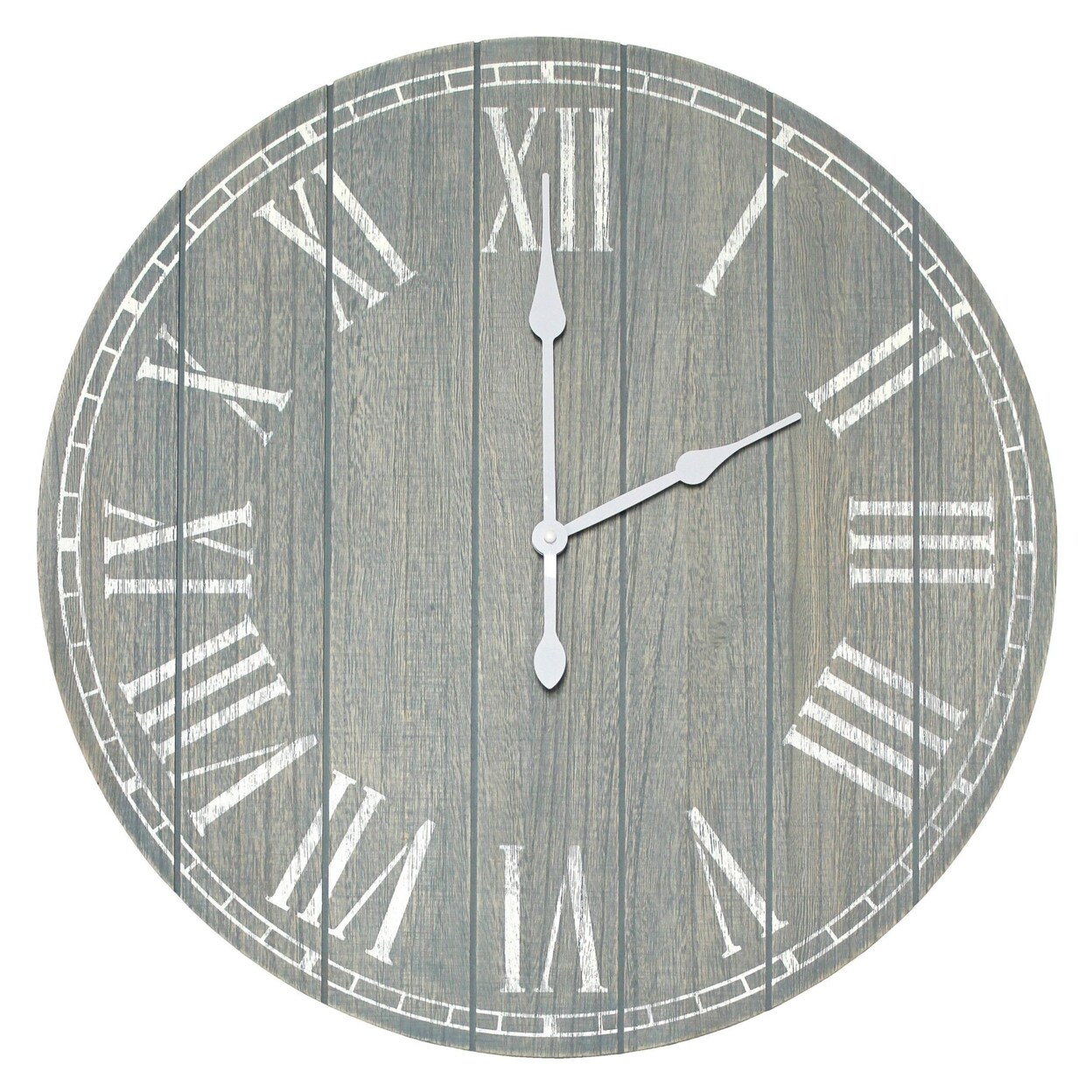 Elegant Designs Wood Plank 23&#x22; Large Rustic Coastal Wall Clock, Dark Gray Wash