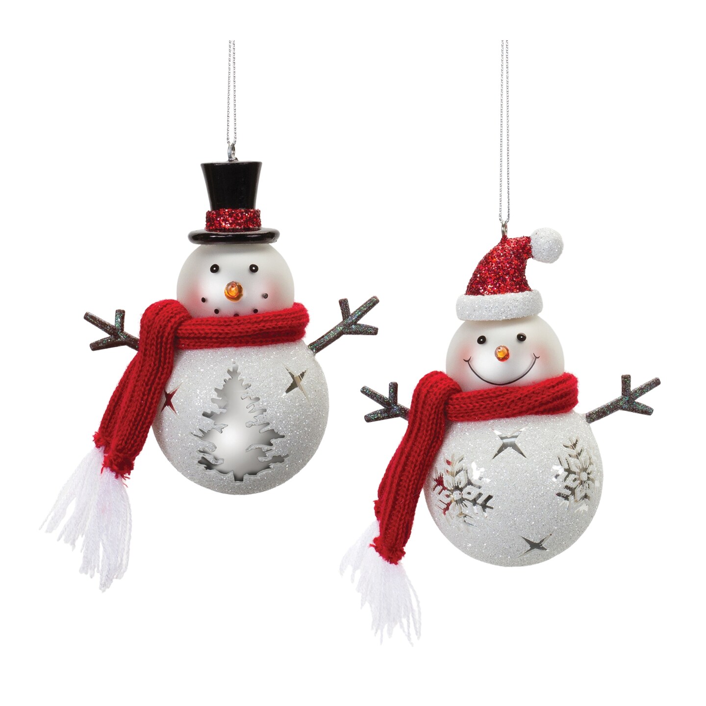 Melrose 6ct Glittered Glass Snowman Christmas Ornaments 5