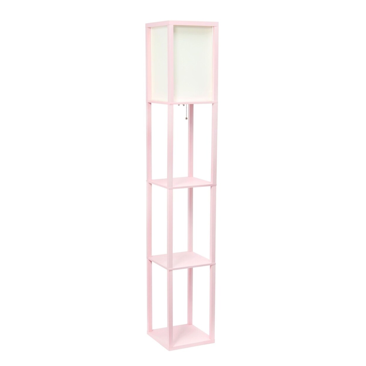 Lalia Home   Column Shelf Floor Lamp with Linen Shade, Light Pink