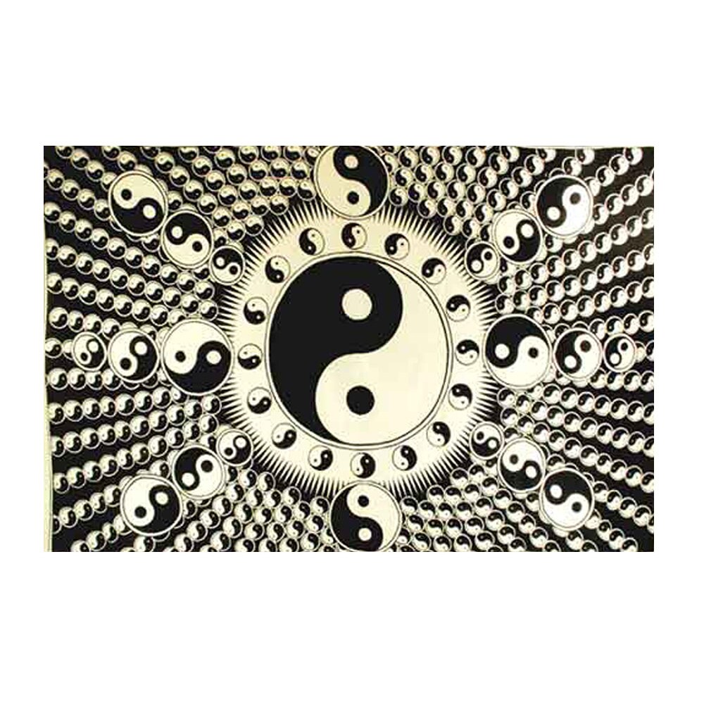 Azuregreen White And Black Yin Yang Tapestry 72&#x22; X 108&#x22;