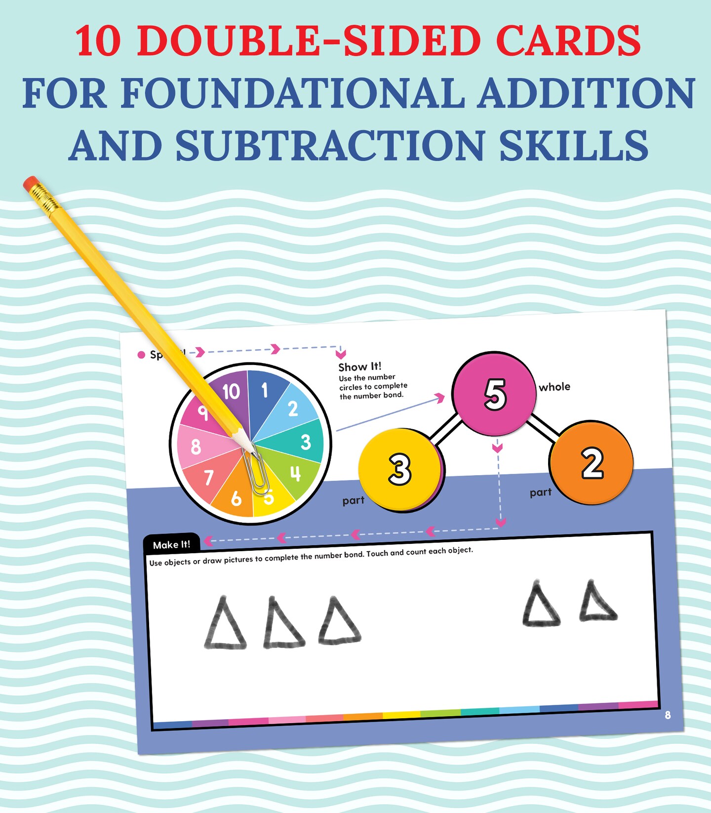 Carson Dellosa Edu-Clings Silicone 21-Piece Dry Erase Number Bonds, Kindergarten &#x26; Grade 1 Manipulatives, Math Dry-Erase Mats and 0-9 Math Manipulatives for Addition and Subtraction