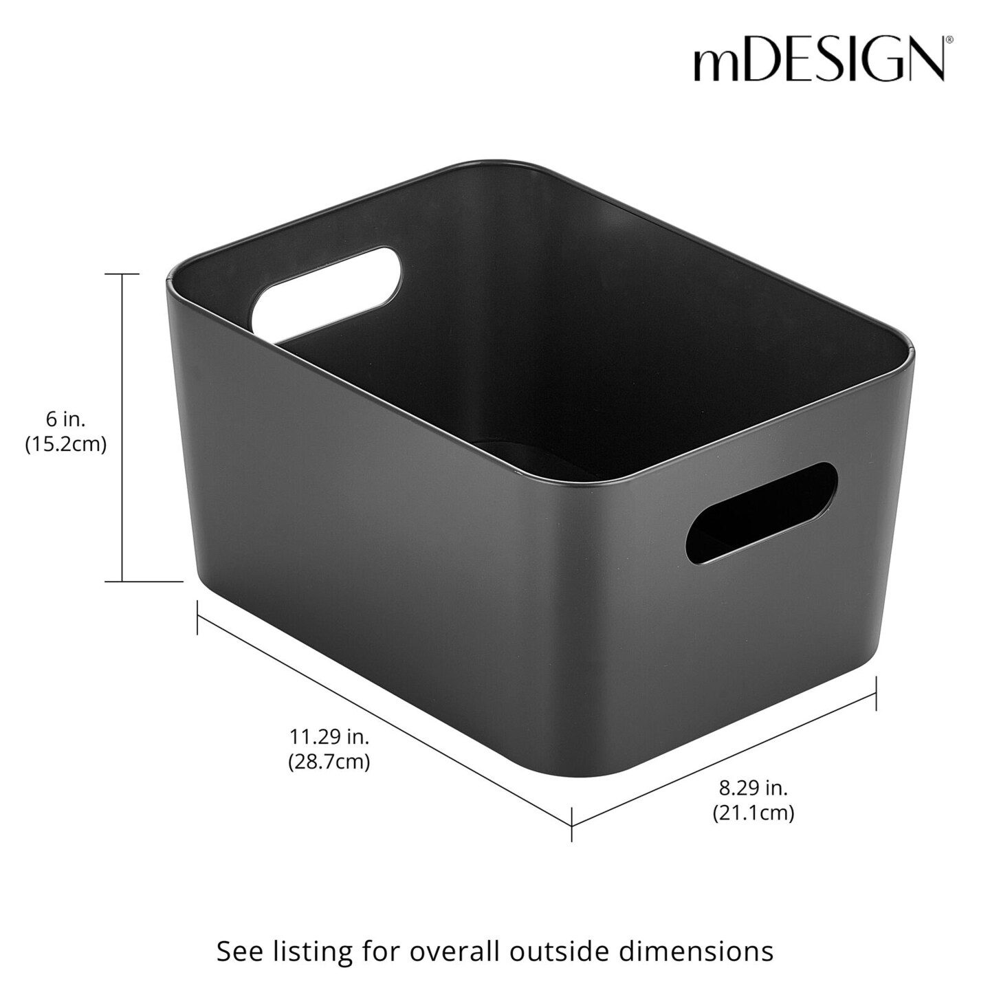 mDesign Small Metal Kitchen Storage Container Bin Basket with Handles