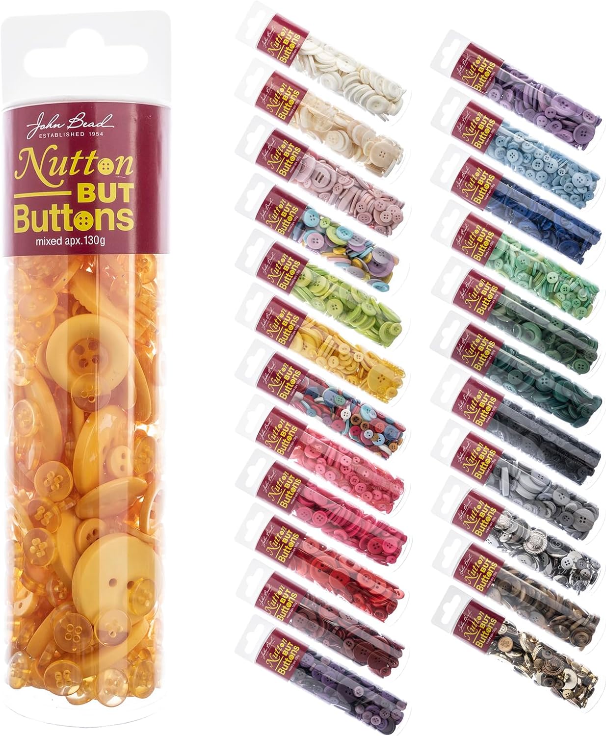 John Bead Nutton But Buttons Assorted Mixed Sizes, 130g