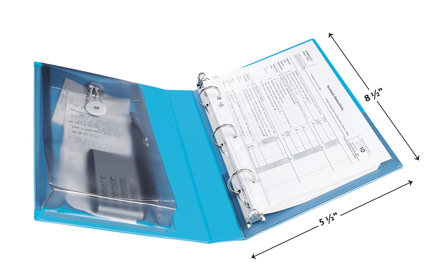 Avery Mini Durable View Protect &#x26; Store Binder, 1&#x22; Round Rings, 175-Sheet Capacity, 5-1/2&#x22; x 8-1/2&#x22;, Aqua (23014)