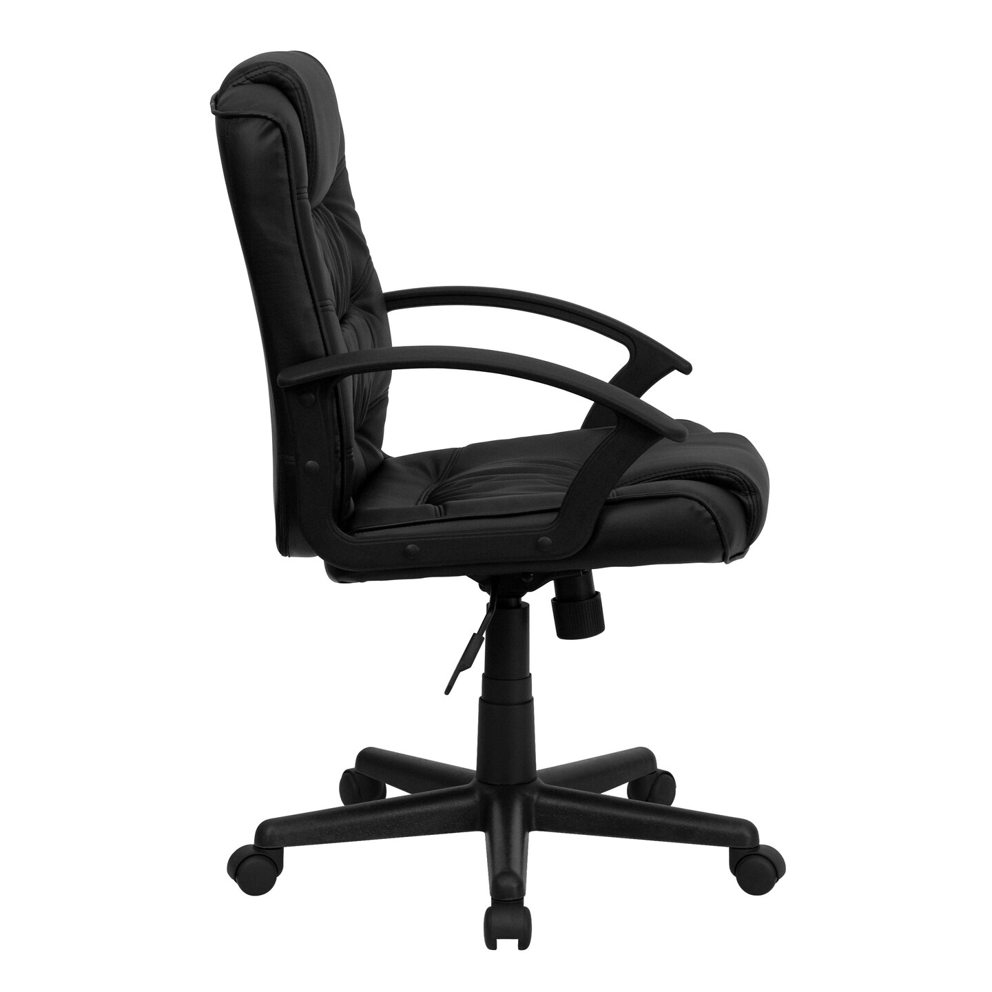 Emma and Oliver Mid-Back Leather Ripple and Accent Stitch Upholstered Swivel Task Office Chair with Arms