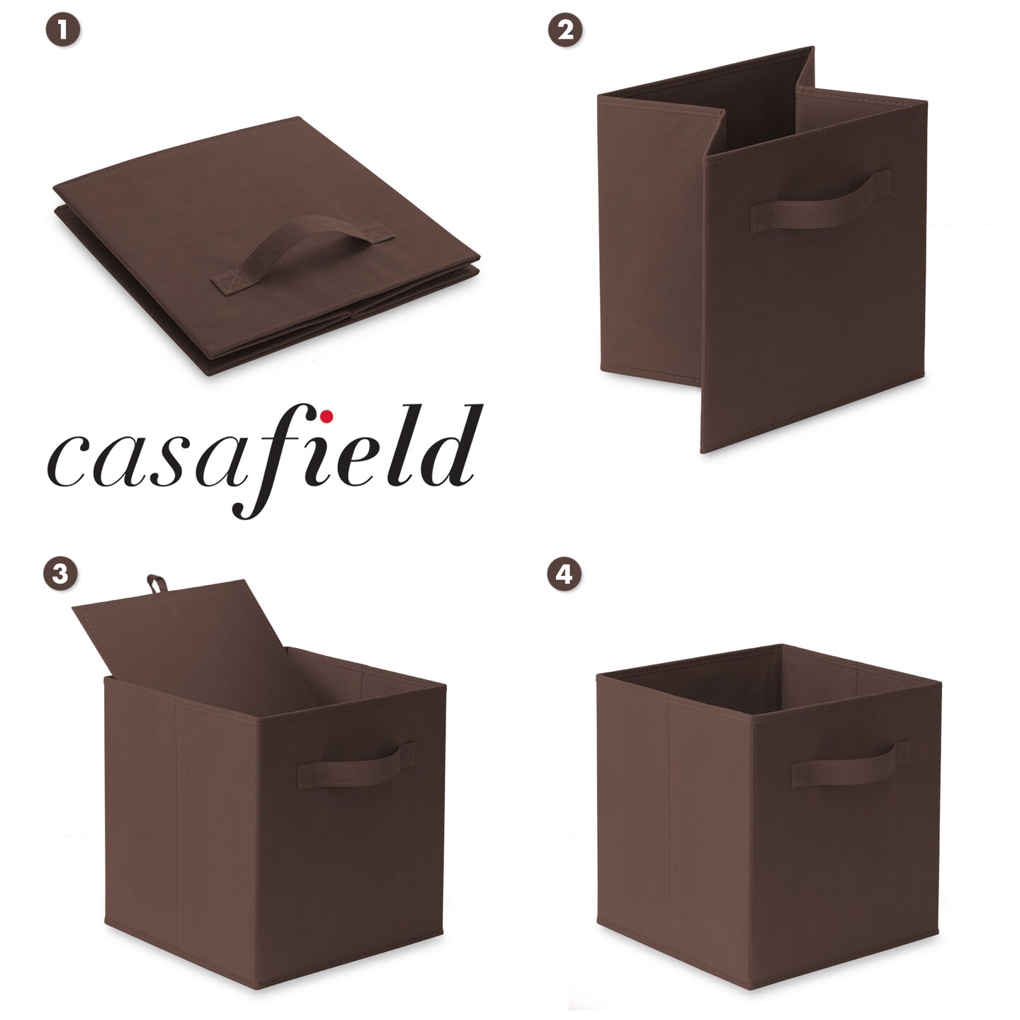 Casafield Set of 12 Collapsible Fabric Cube Storage Bins - 11" Foldable Cloth Baskets for Shelves, Cubby Organizers & More
