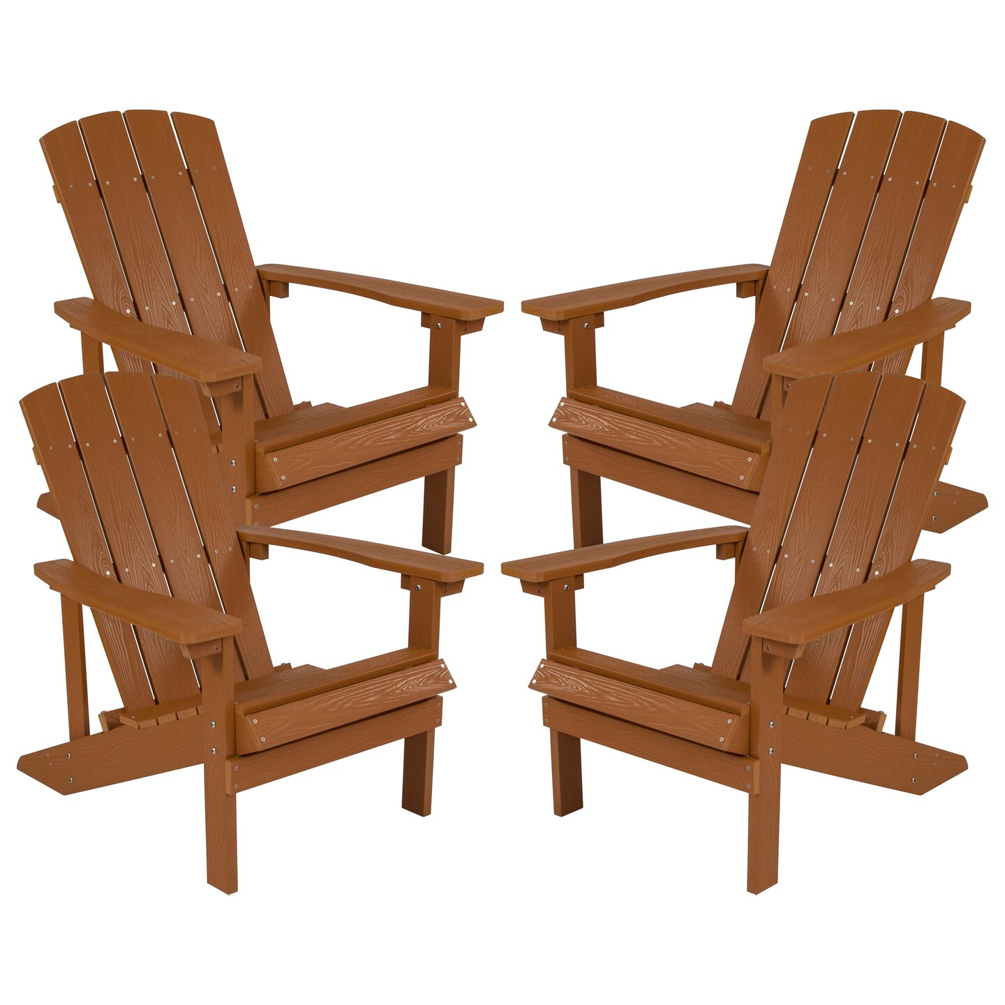Emma and Oliver 4 Pack Outdoor All-Weather Poly Resin Wood Adirondack Chairs